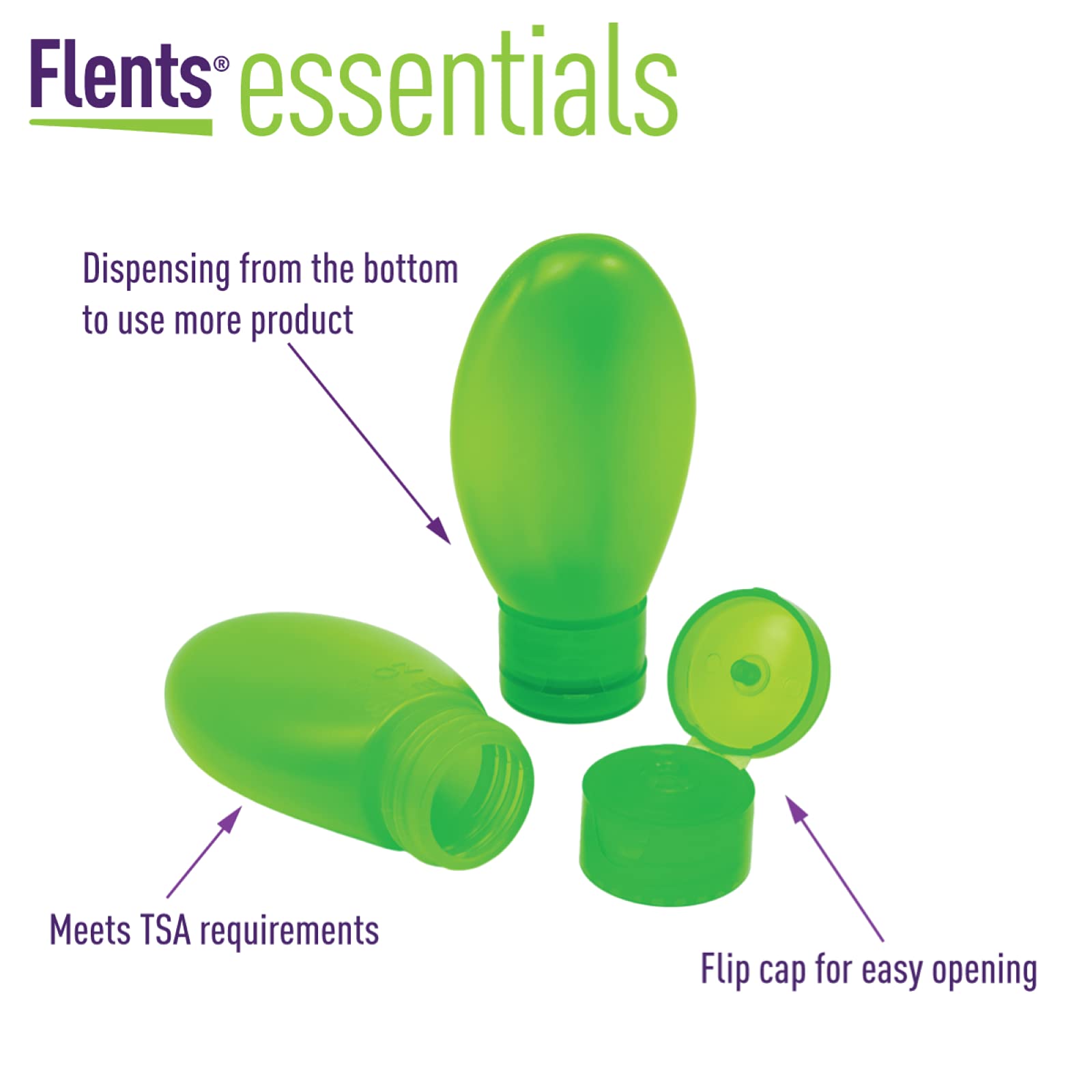 Flents Travel Wide Mouth Container For Shampoo, Conditioner Or Lotion, Flip Cap For Easy Opening, Tsa Approved, Durable And Refi