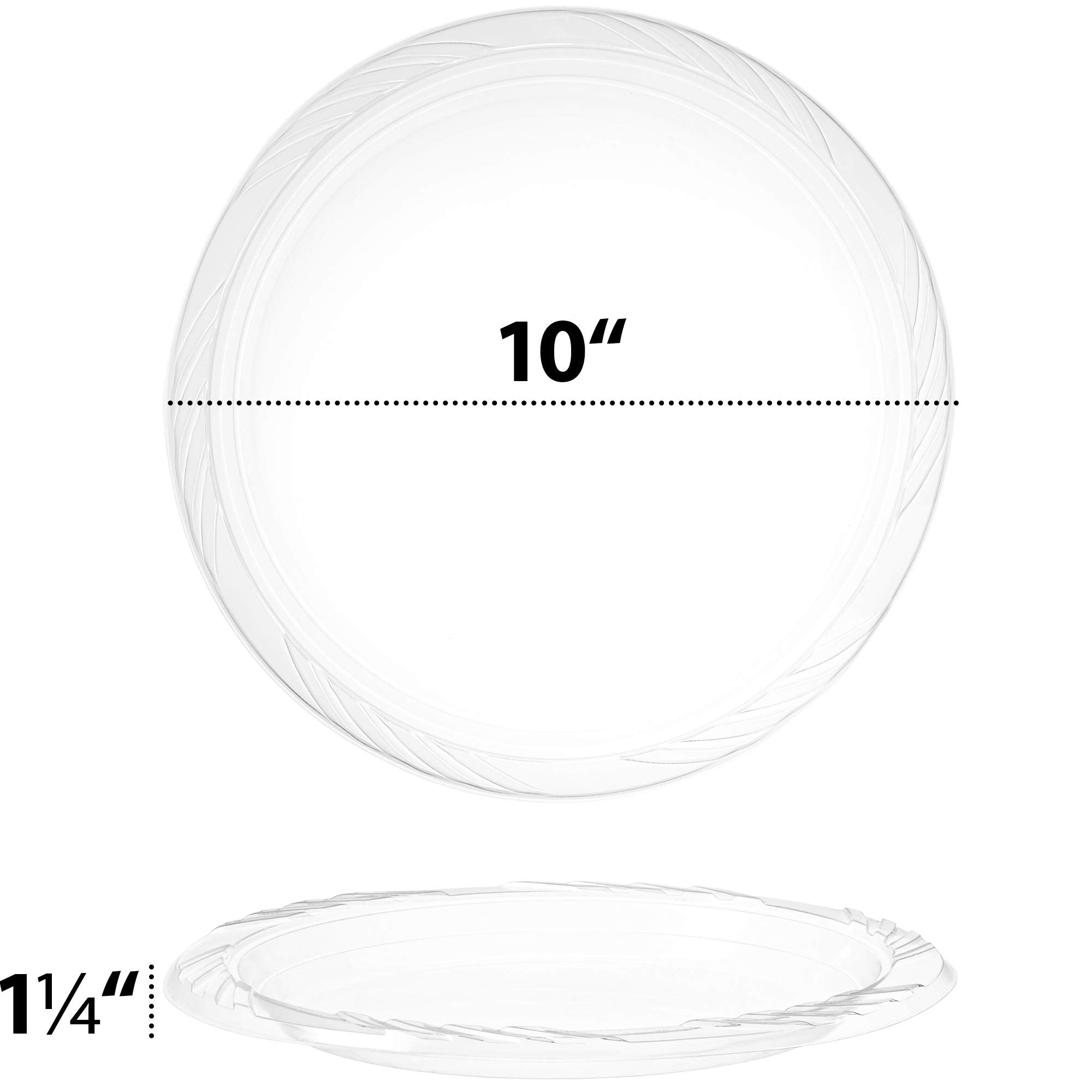 PLASTICPRO 10'' inch Premium Crystal Clear Disposable Plastic Dinnerware Party Plate Pack of 80