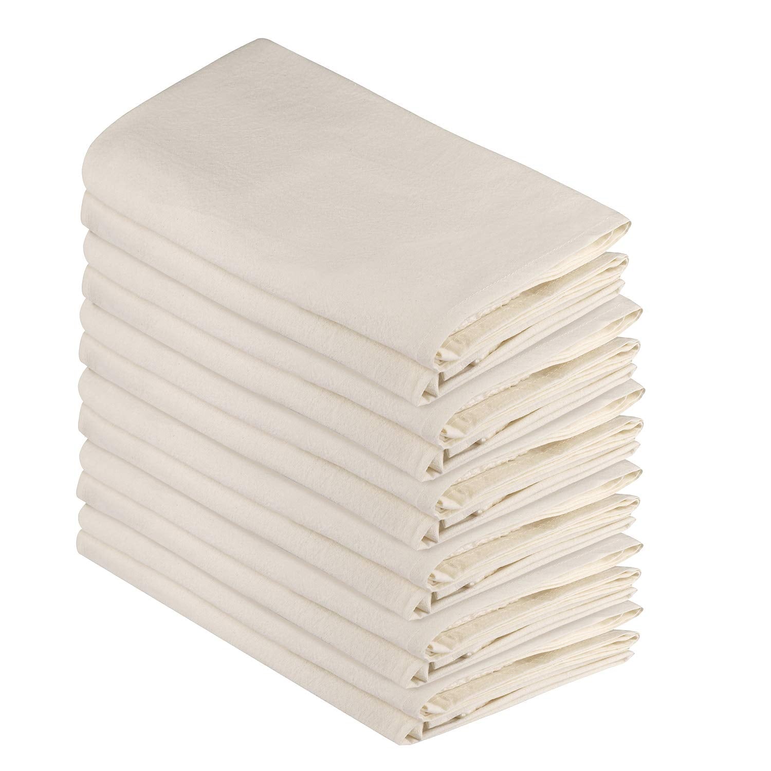 Dg Collections Flour Sack Dish Towels For Kitchen, Set Of 12 (27 X 27 Inches), Multi-Use White Kitchen Towels, 100% Cotton, High