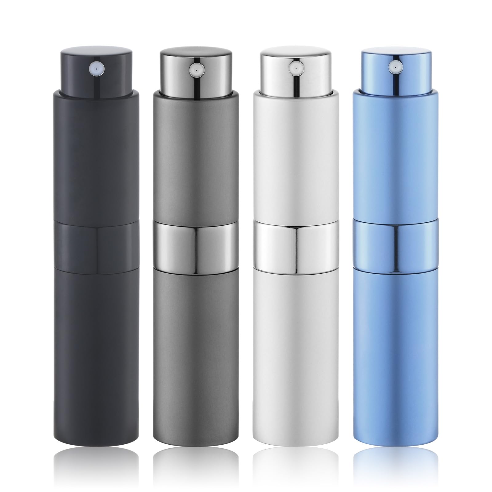 Travel Perfume Atomizer Refillable Bottle: Spray Cologne For Travel Size - Small Empty Sprayer Fragrance - 8Ml (Black, Blue, Sil