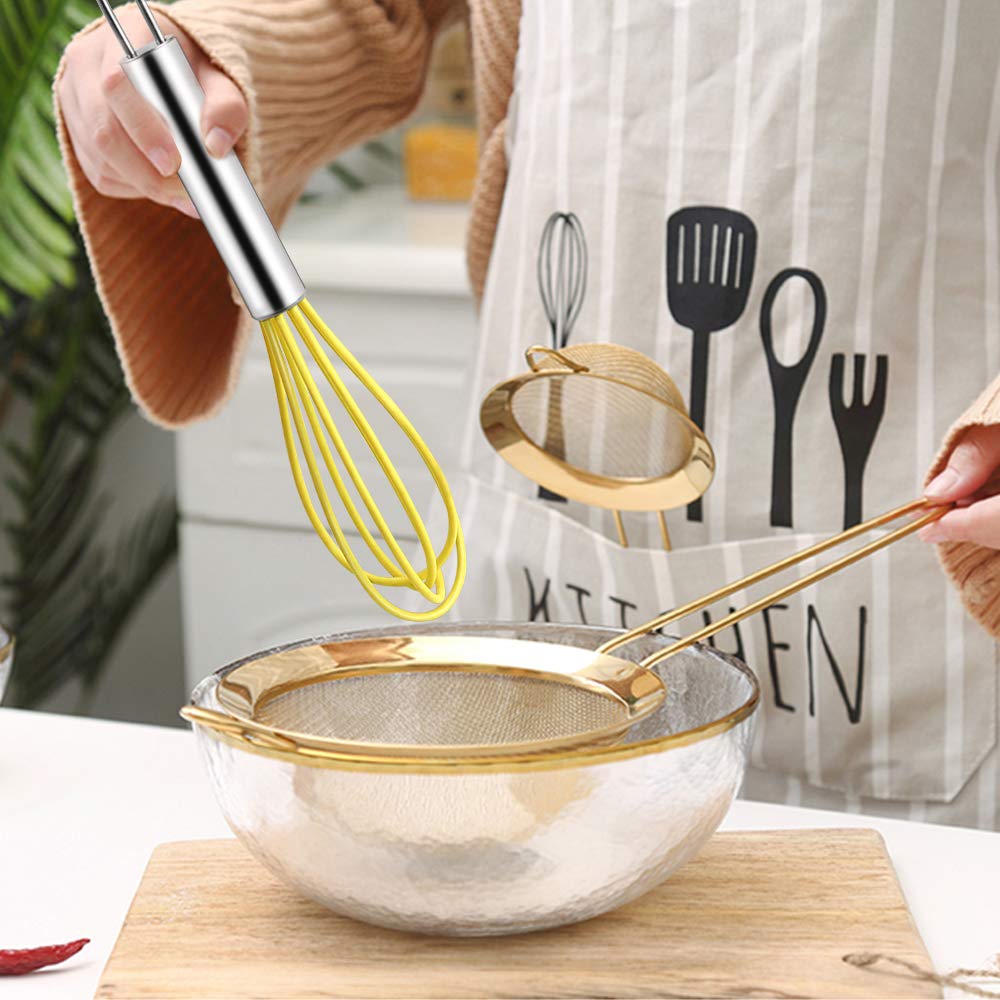 Newbested 4 Pack Colorful Mini Silicone Kitchen Whisks With Stainless Steel Handles For Milk Egg Blending Stirring Whisking And