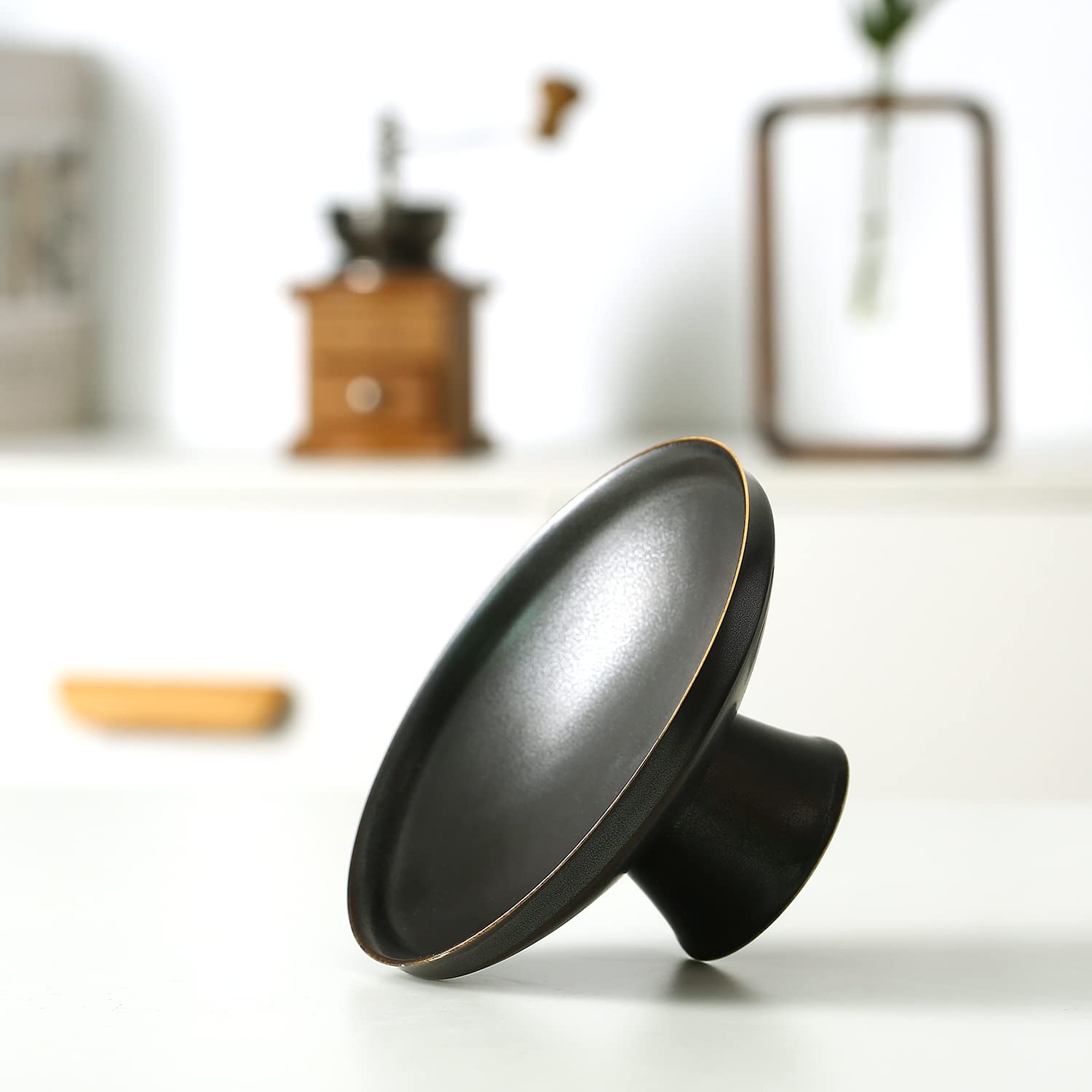 Porcelain Footed Bowl,Small Cute Snack Bowl For Ice Cream Dessert, Miso Soup, Side Dishes, Condiment (Black-Big)