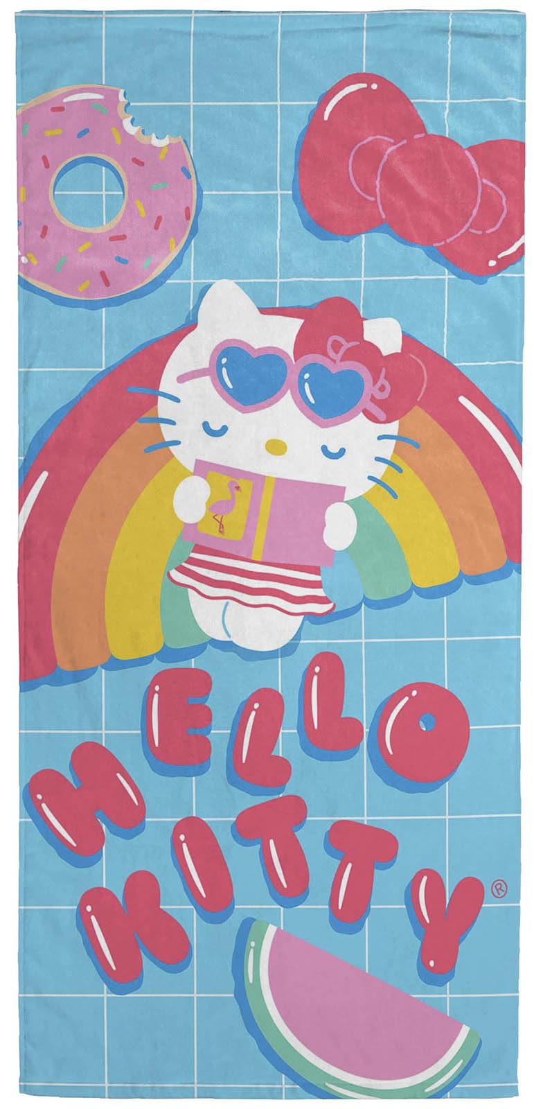 Jay Franco Hello Kitty Rainbow Bath Pool Beach Towel - Super Soft & Absorbent 100% Cotton Towel, Measures 28 X 58