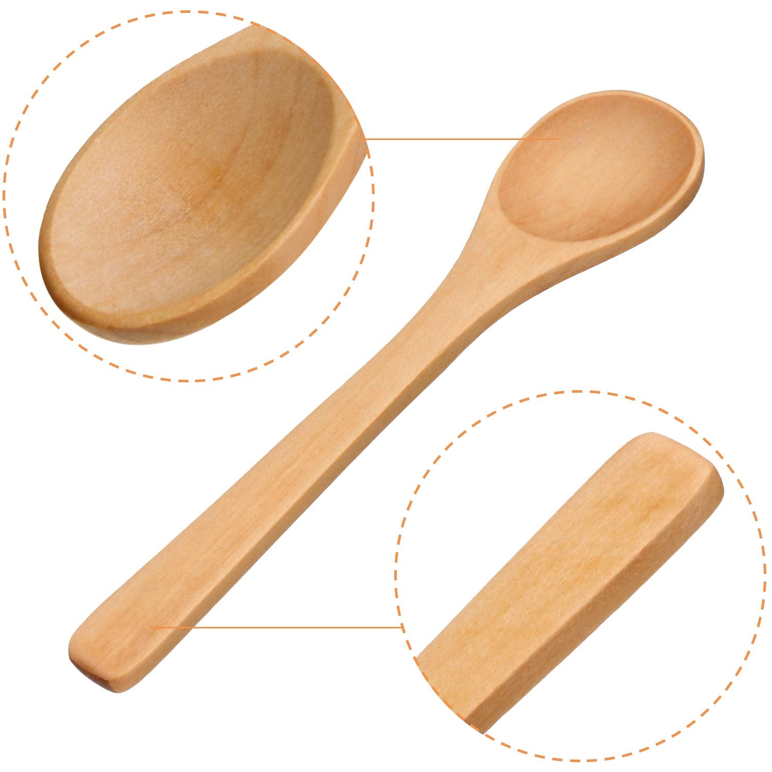 Boao Mini Wooden Spoon Set - 30 Pieces, 5.12'' Light Brown Serving Spoons for Soup, Honey, Coffee, and Tea
