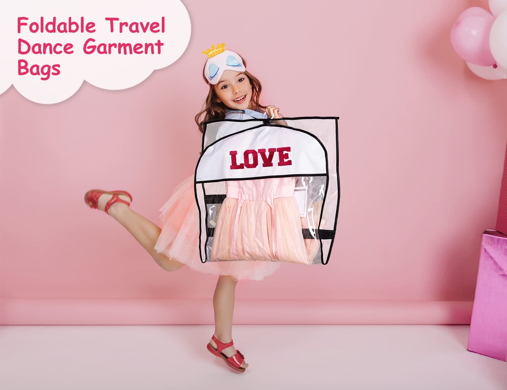 Kimbora Clear Dance Costume Garment Bag For Dancers 3 Zippered Pockets Kids Embroiderable Competitions Bags, Clothes Cover For G