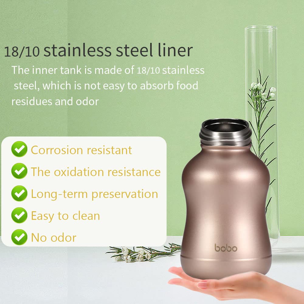 Yohkoh Mini Vacuum Insulated Water Bottle With Bamboo Lid - Stainless Steel Thermos Water Bottle For Women Girls Kids, Metal Spo