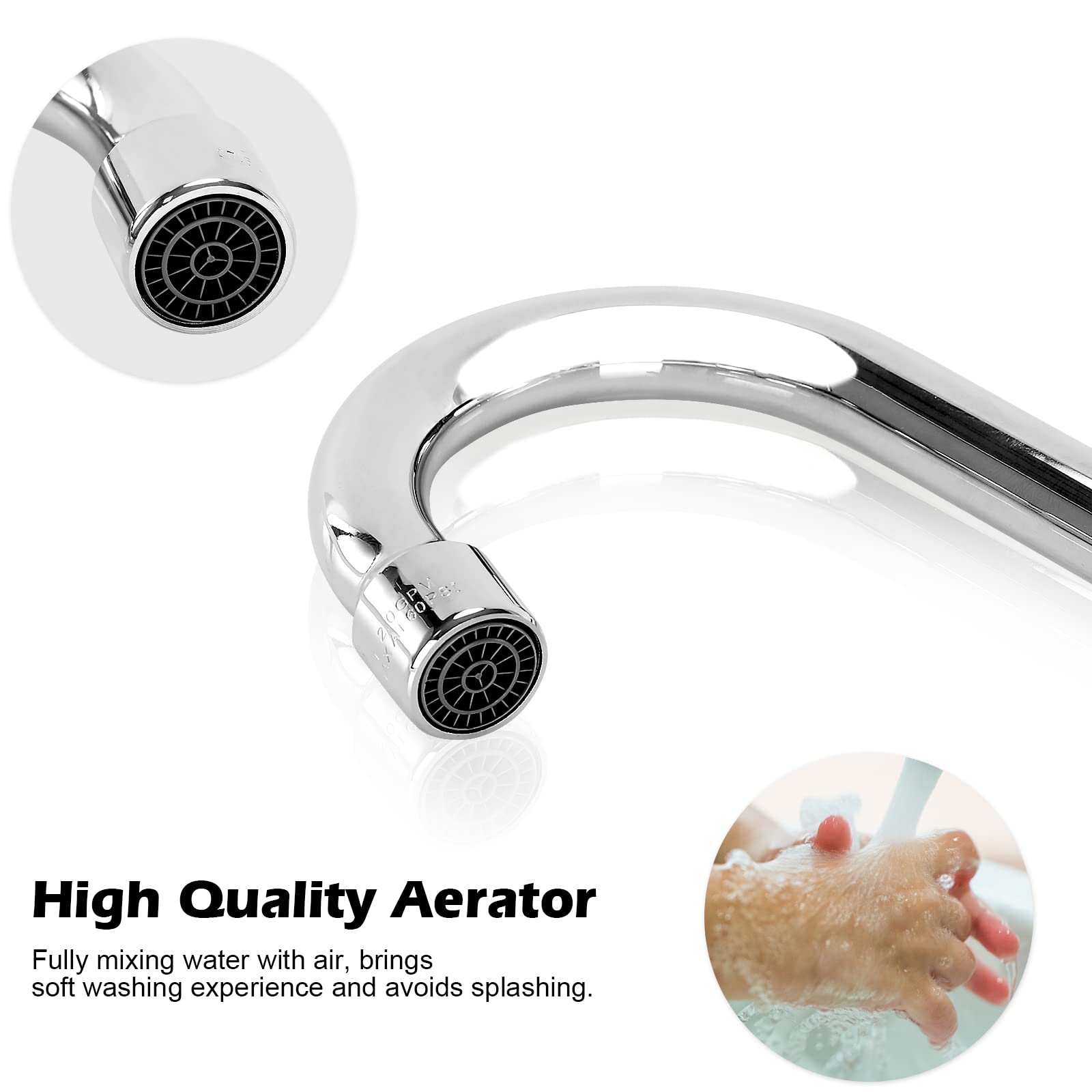 Commercial Bar Sink Faucet 4 Inch Center Deck Mount Bar Sink Faucet 2 Hole Brass Constructed & Chrome Polished With 3-1/2'' Goos