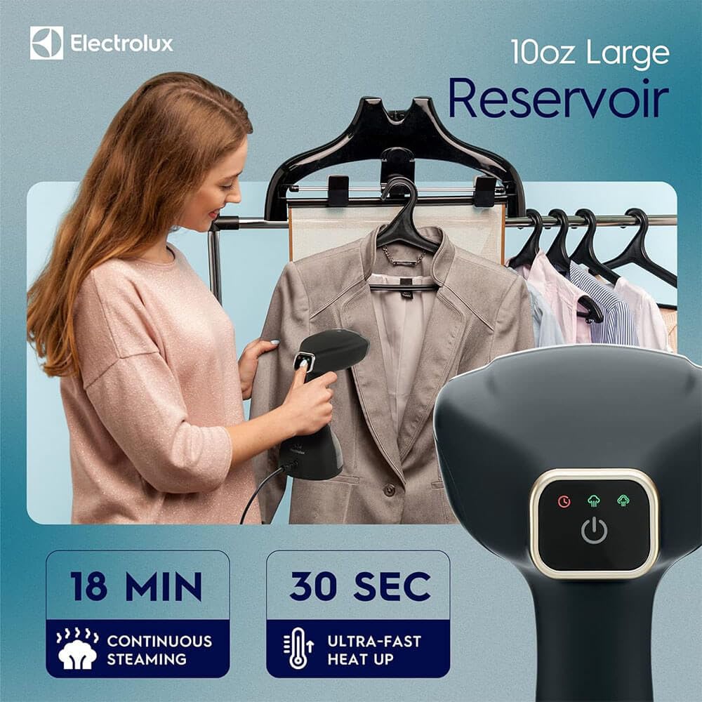 Electrolux Portable Handheld Garment And Fabric Steamer 1500 Watts, Quick Heat Ceramic Plate Steam Nozzle, 2 In 1 Fabric Wrinkle