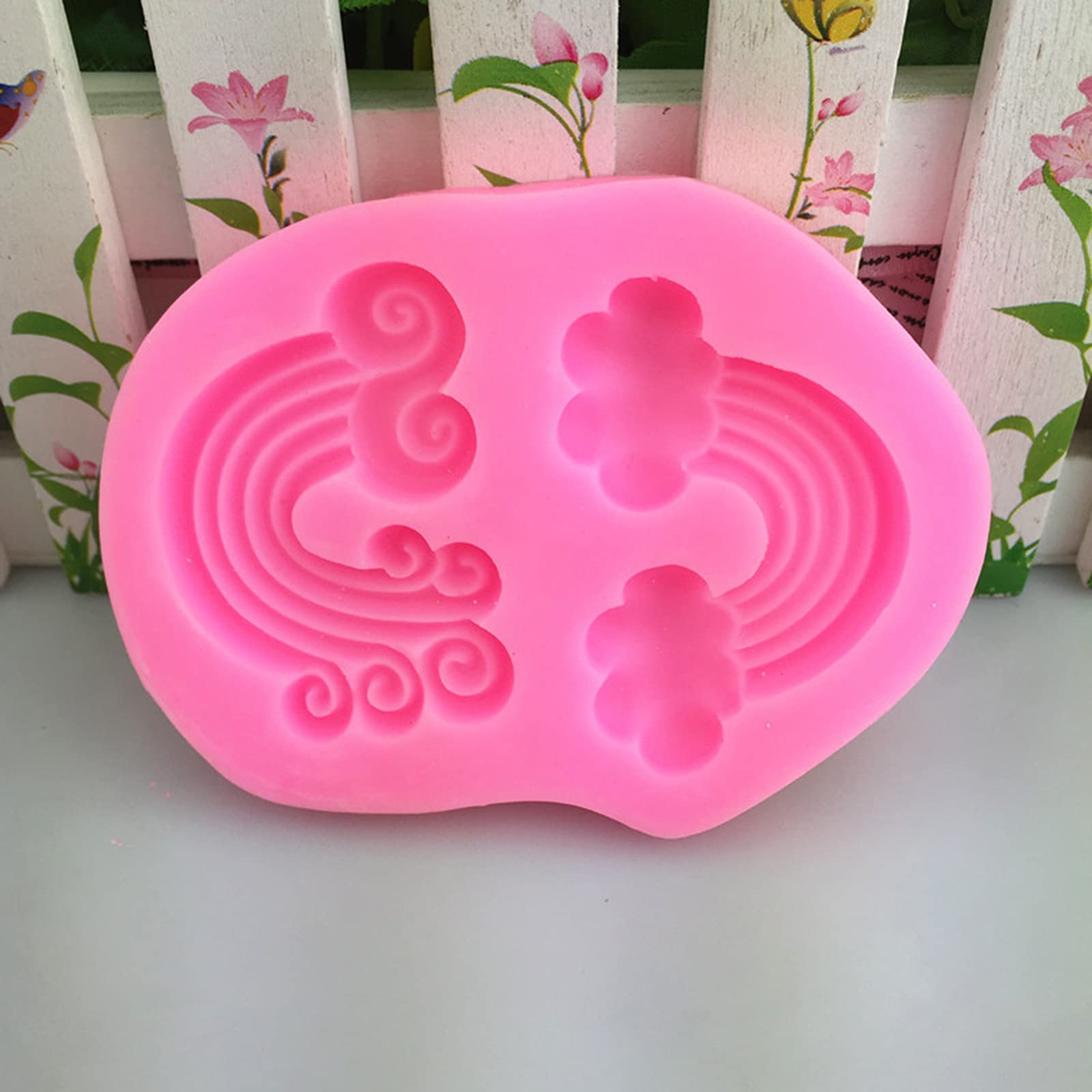 Rainbow Silicone Molds For Cake Cupcake Topper Decoration, Fondant Mold For Chocolate Gum Paste Candy Craft Polymer Clay Mould B