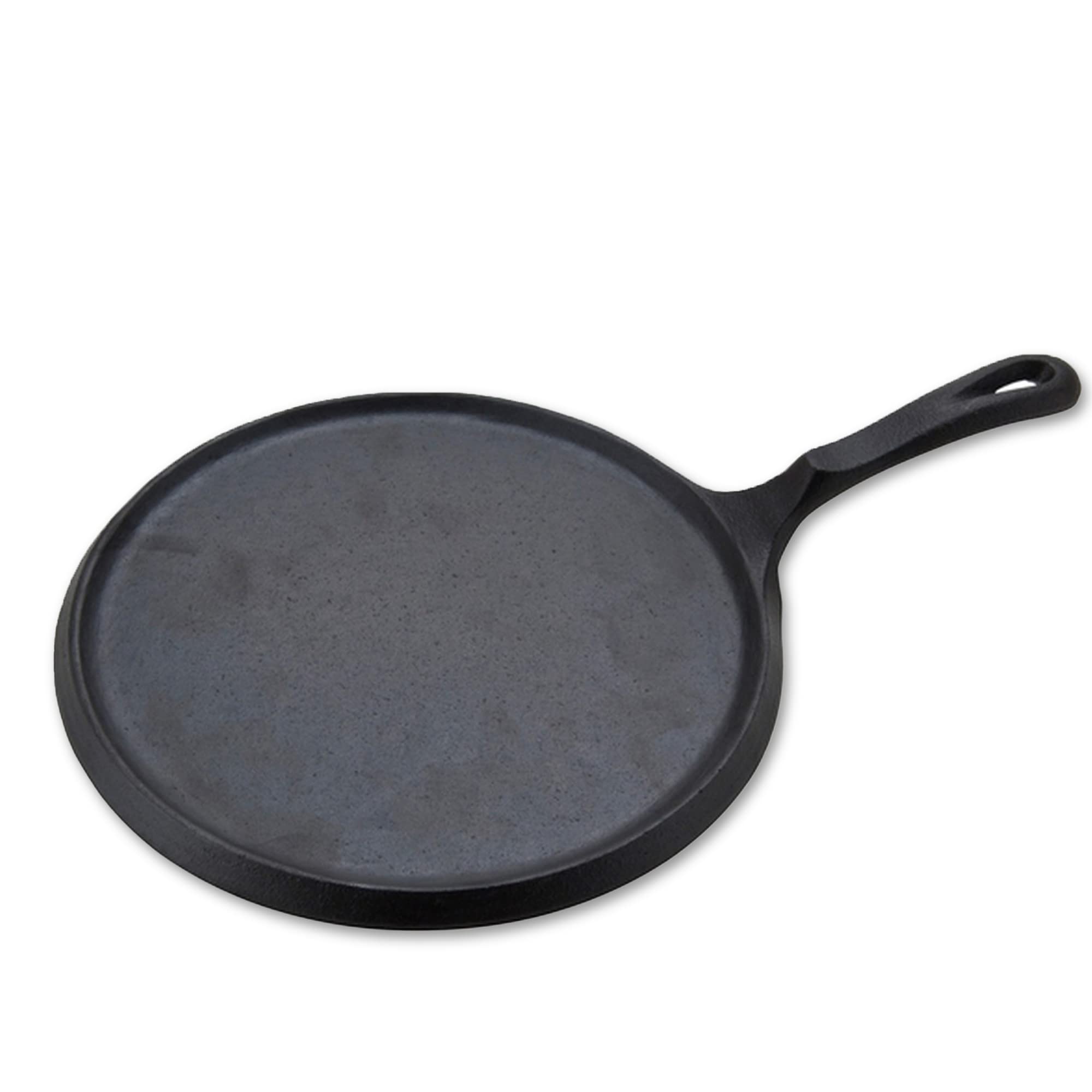Alpine Cuisine 10-Inch Cast Iron Comal & Flat Griddle | Pre-Seasoned with Durable Handle | Even Heating Cookware for Tortillas &
