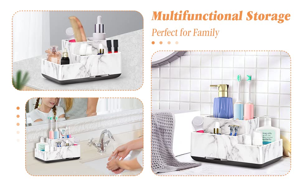 Detachable Toothbrush And Toothpaste Holder For Bathroom Countertop, Large Bathroom Organizer Storage Anti-Slip For Shower, Kitc