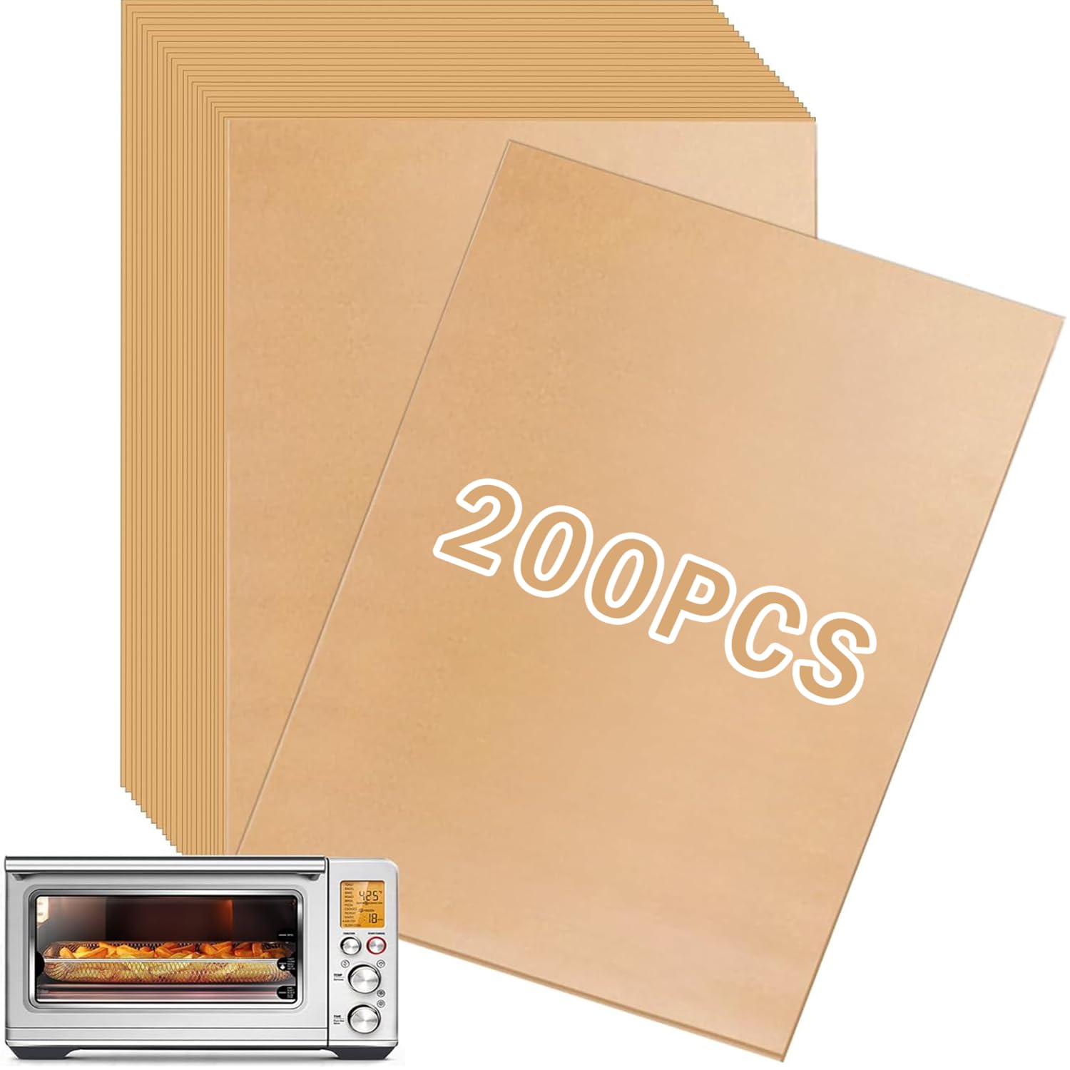 Air Fryer Paper Liners Disposable Compatible with Breville the Smart Oven Air Fryer Pro BOV900BSS, 200 PCS Parchment Paper Sheet