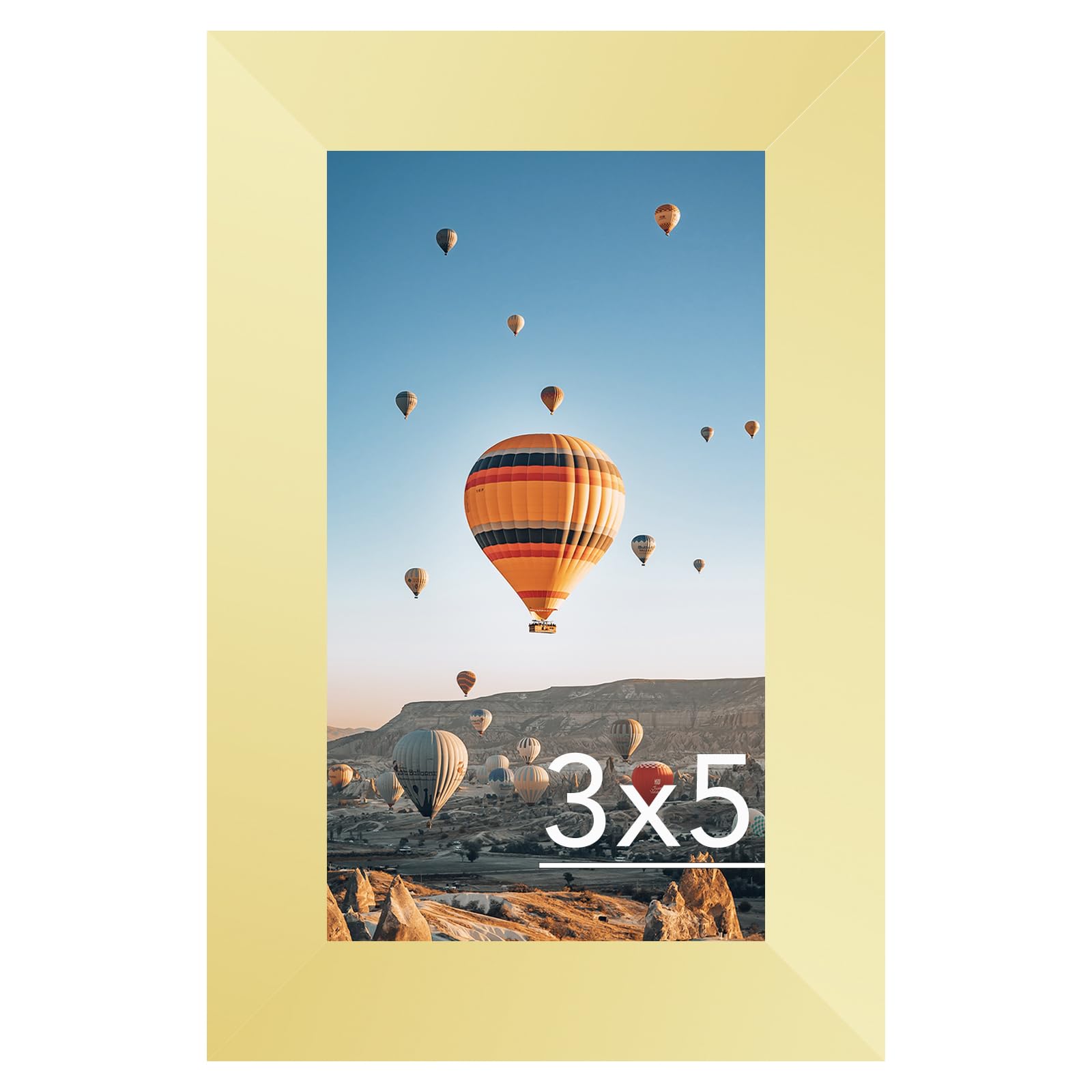 JCJMY 3x5 Picture Frame Gold for Tabletop, 3 x 5 Photo Frame with Shatter Resistant Plexiglass, Sturdy 3 by 5 Poster Frame, Gold