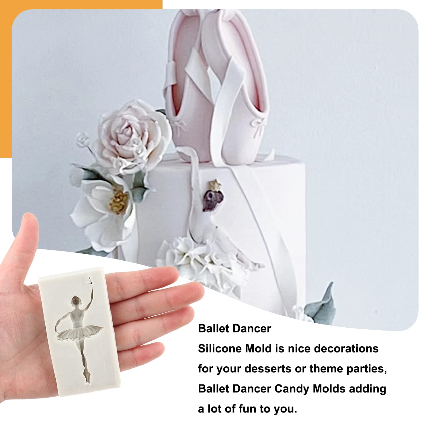 Sijiangmold Ballet Dancer Silicone Molds Ballet Shoes Fondant Molds Bow Candy Molds Crown Chocolate Mold For Cake Decorating Cup