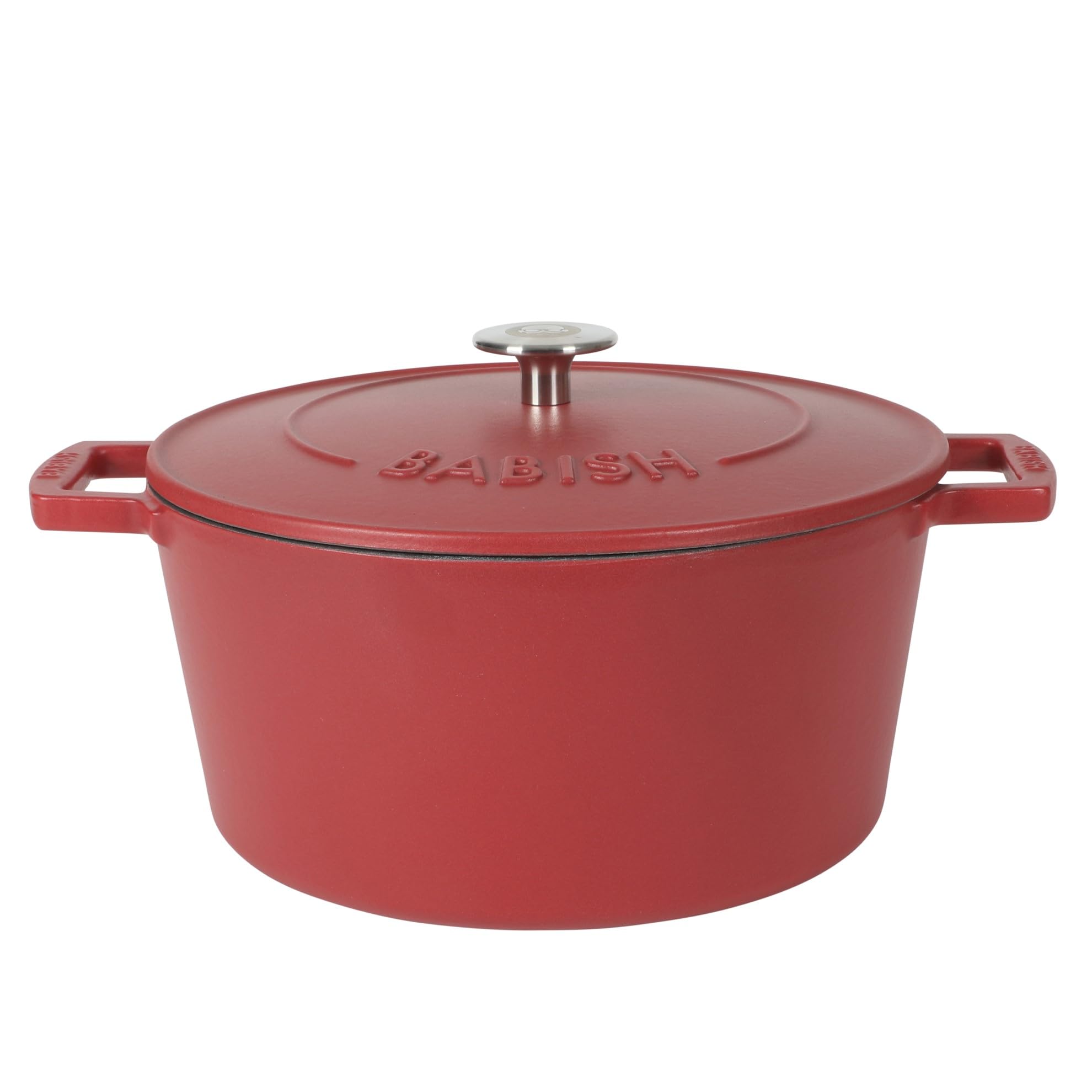 Babish 6-Quart Round Enameled Cast Iron Dutch Oven With Lid - Red, Heavy-Duty Dutch Oven For Slow Cooking, Braising & Baking