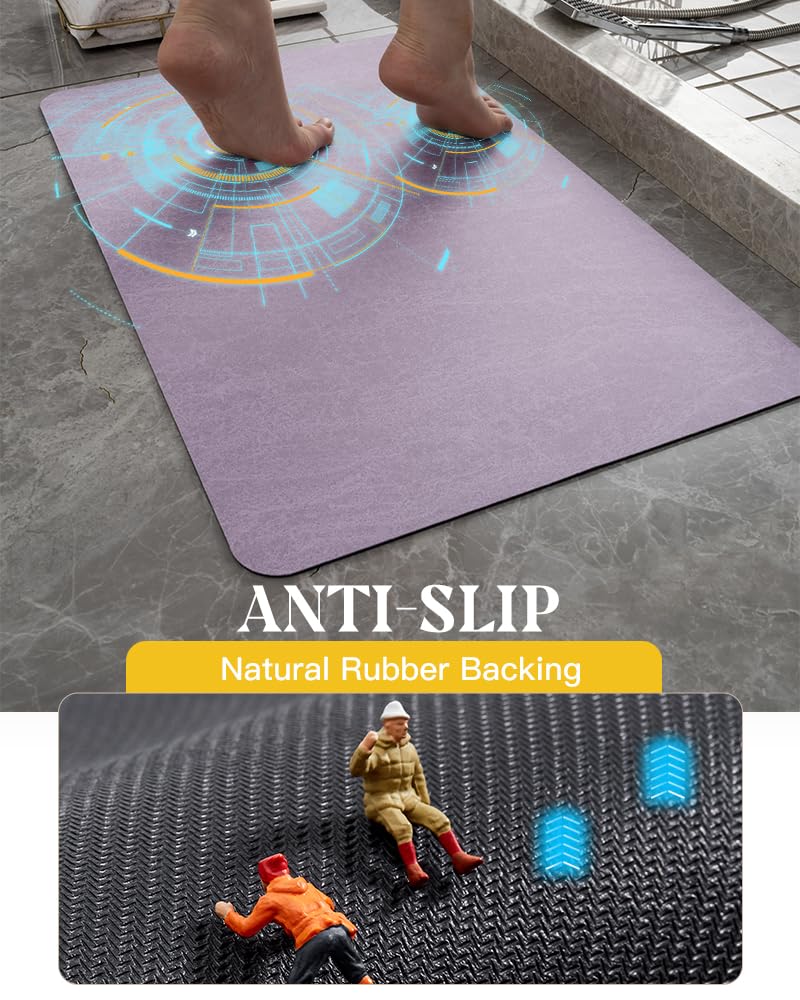 MontVoo -Bath Mat Rug Set-Rubber Non Slip Quick Dry Super Absorbent Thin Bathroom Rugs Fit Under Door-Washable Bathroom Floor Mats-Shower Rug for in Front of Bathtub Shower Room Sink