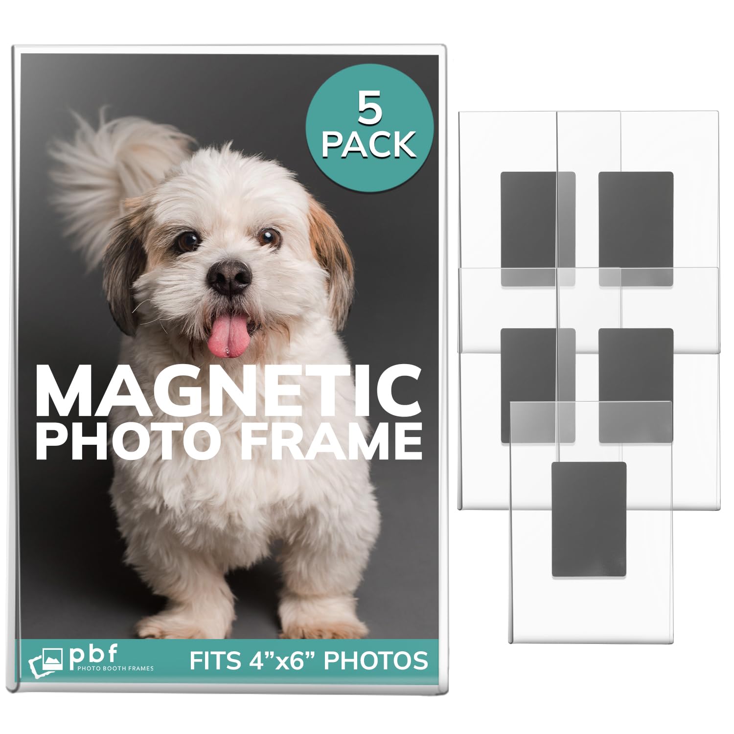 pbf 4x6 Magnetic Picture Frames for Refrigerator | 4 x 6 Clear Magnetic Acrylic Frames | Magnetic Photo Holders for Fridge, Lock