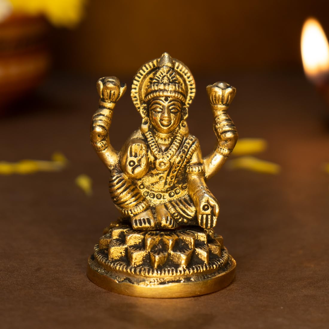 Ekhasa 100% Pure Brass Lakshmi Devi Idol (8.4 CM) | Laxmi Idol for Pooja Room, Home Decor, Car Dashboard or Office Desk | | Vara