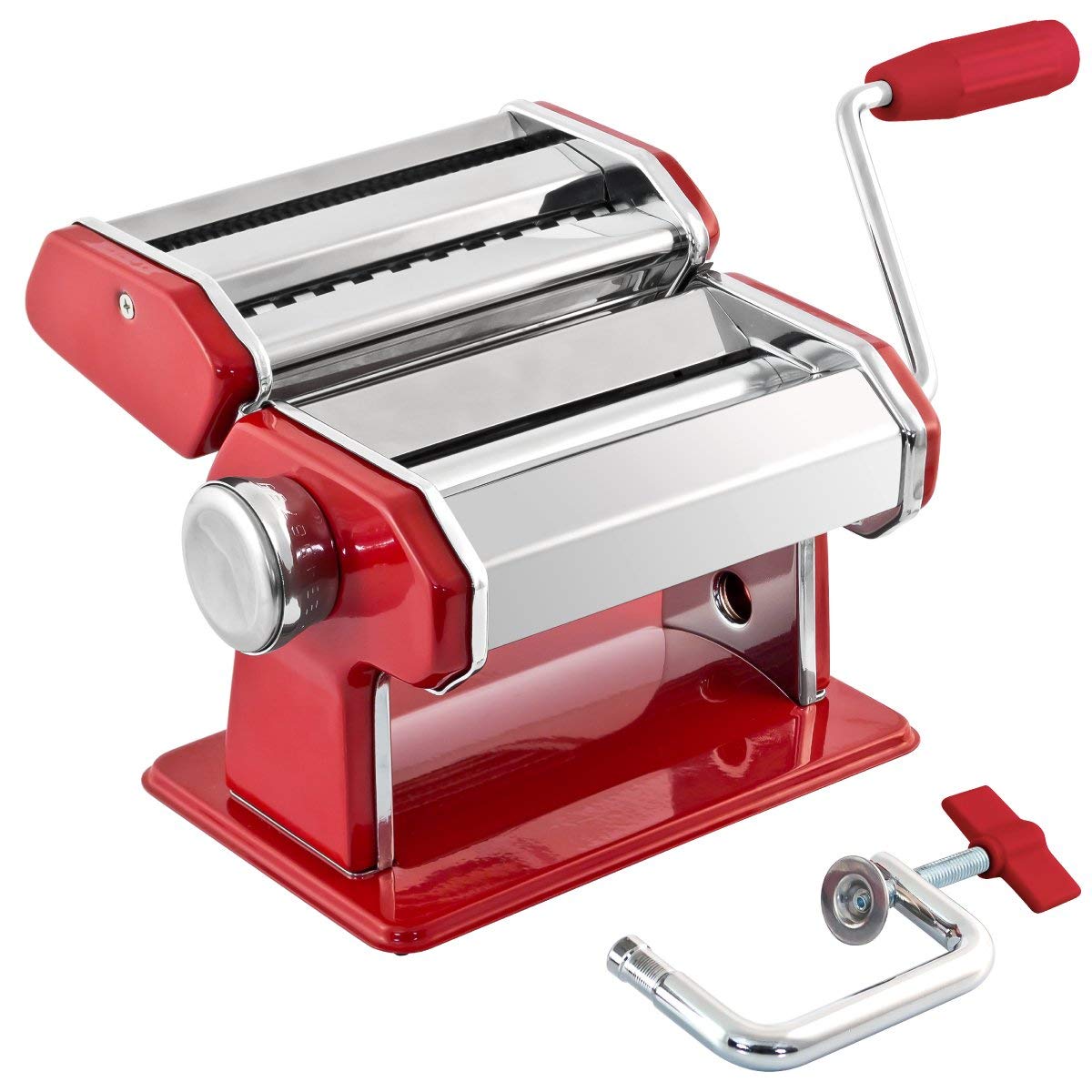 Gourmex Stainless Steel Manual Pasta Maker Machine | With Adjustable Thickness Settings | Perfect For Professional Homemade Spag