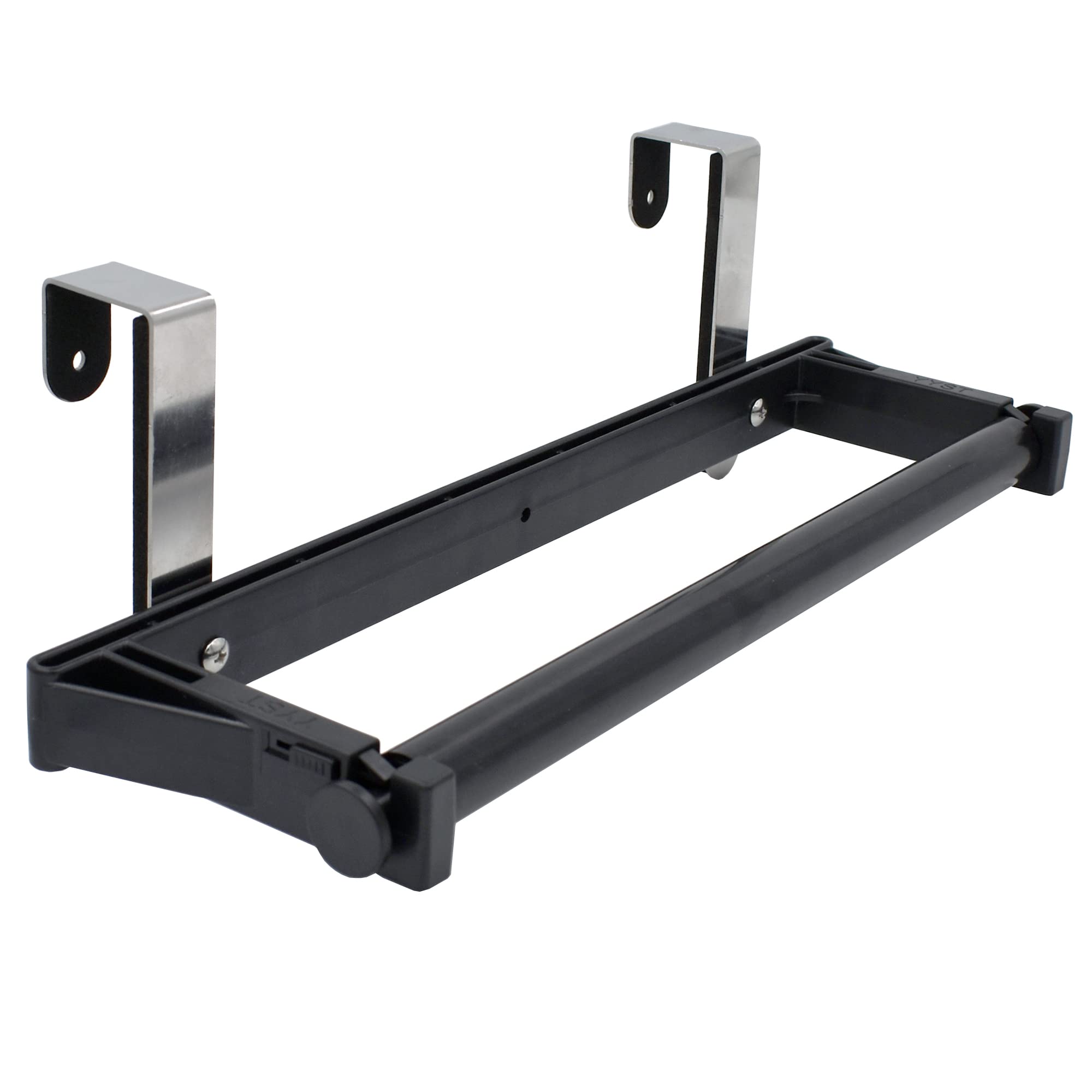 Yyst Over Cabinet Door Paper Towel Holder Bar Dispenser For For Kitchen, Pantry, Mudroom, Fits Both Standard & Jumbo Rolls (Blac