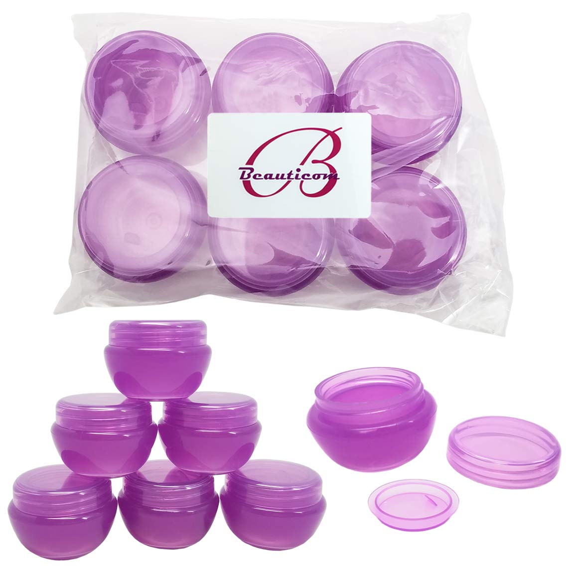 Beauticom 10G/10Ml Frosted Container Jars With Inner Liner For Scrubs, Oils, Salves, Creams, Lotions, Makeup Cosmetics, Nail Acc