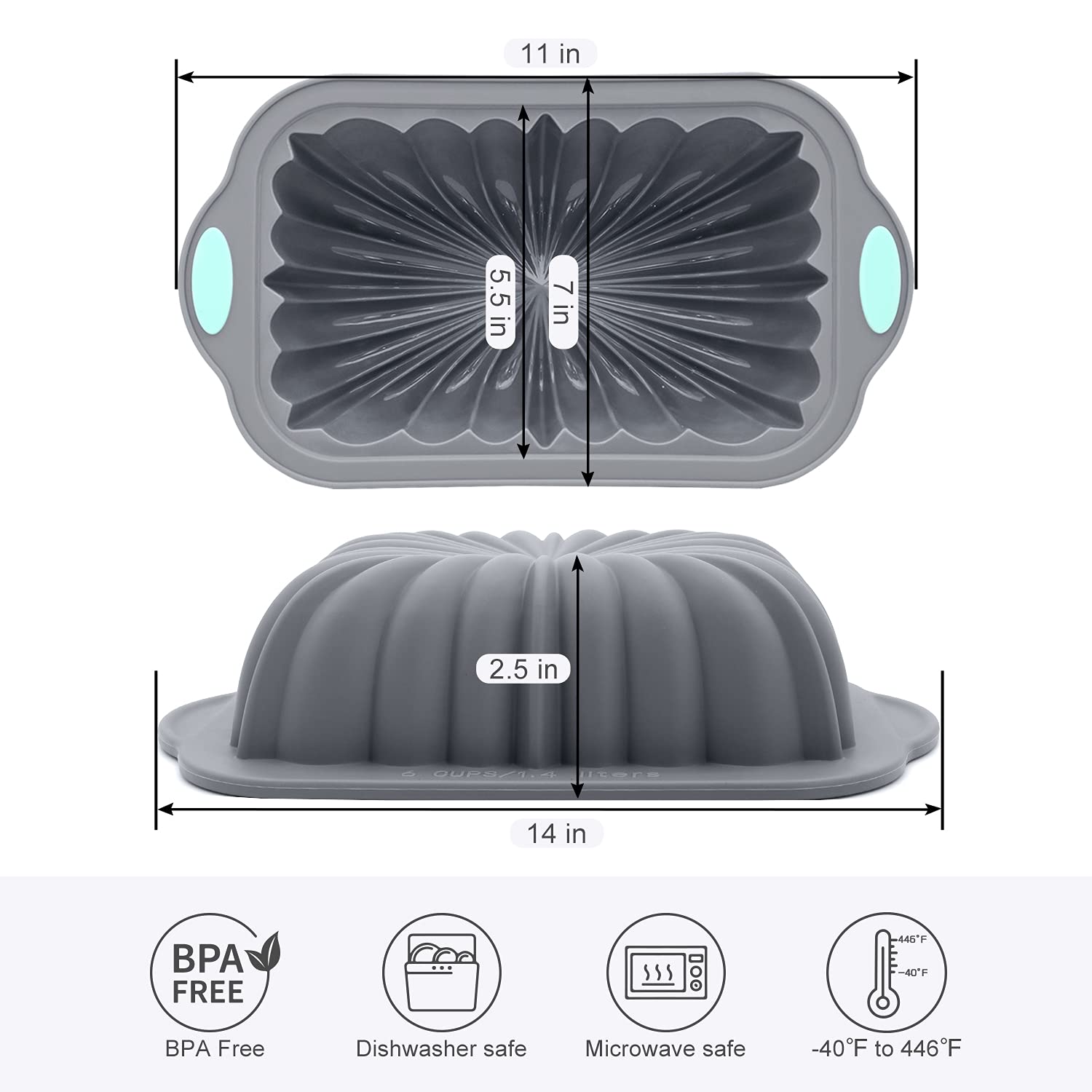 Chicrinum Silicone Bread Loaf Pan, Non-Stick Food Grade Silicone Baking Mold, Meatloaf Pan With Metal Reinforced Frame More Stre