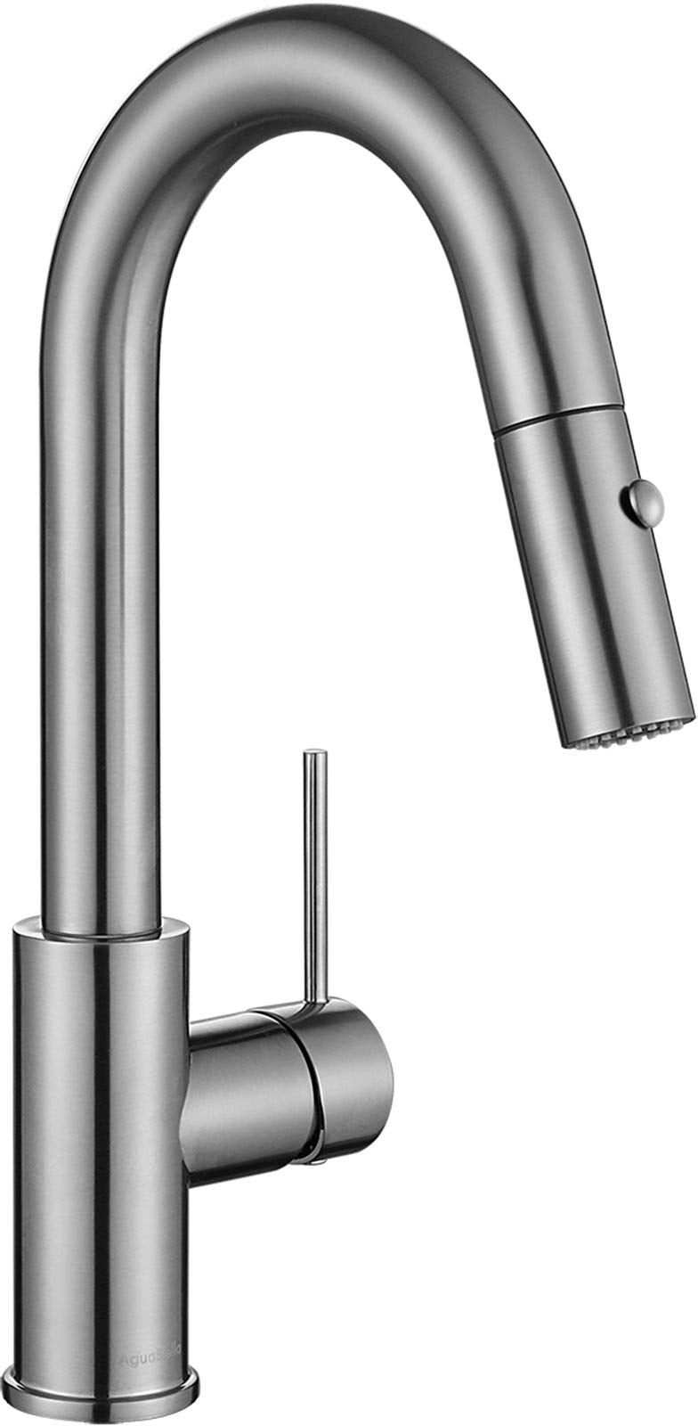 AguaStella AS59BN Brushed Nickel Bar Faucet or Prep Kitchen Sink Faucet with Pull Down Sprayer and Single Handle