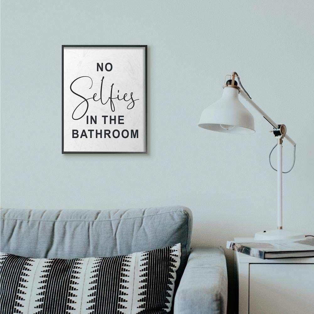 Stupell Industries No No Selfies Funny Word Bathroom Black And White Design Prints, Multi-Color