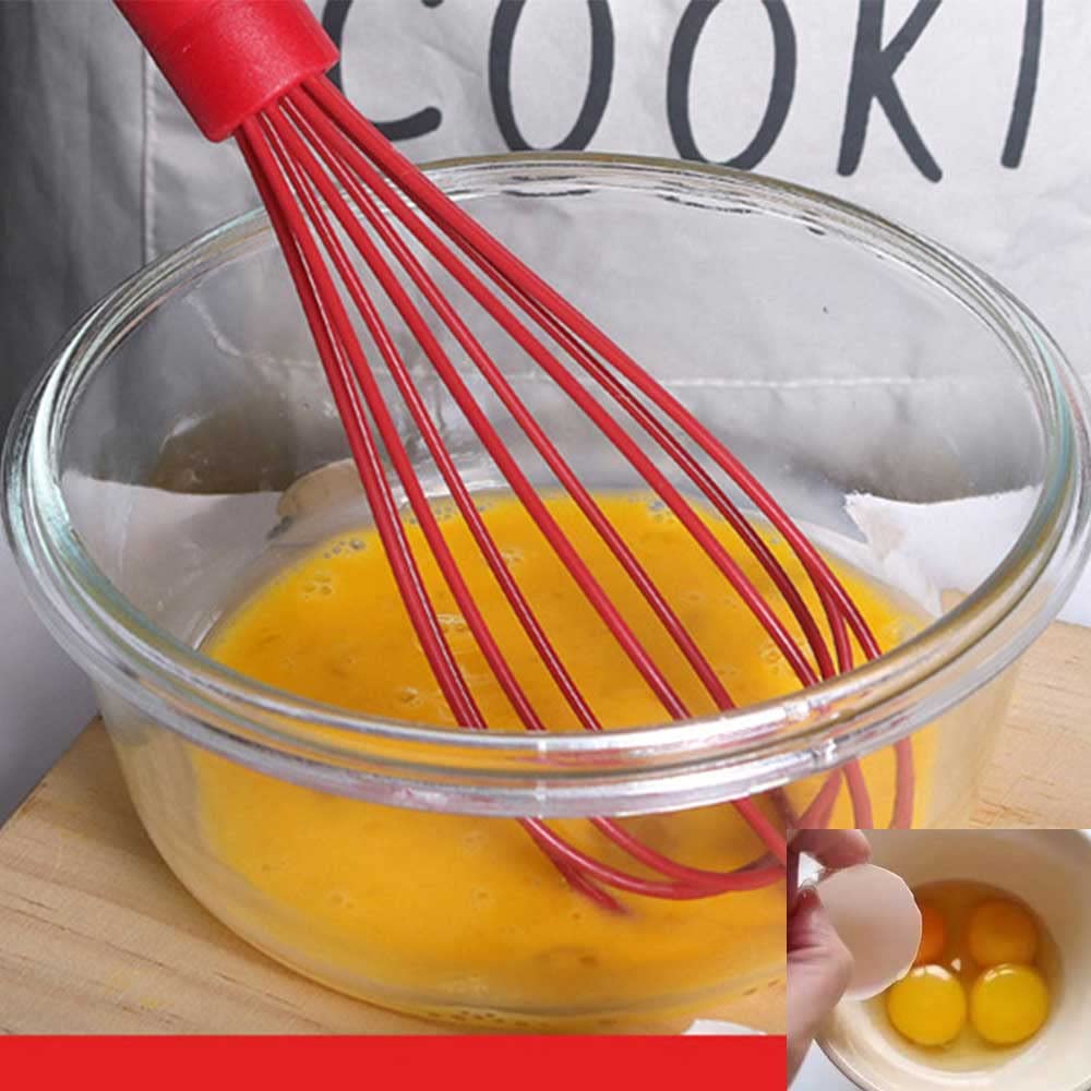 2Pcs Silicone Whisk Heat Resistant Silicon Whisk Kitchen For Non-Stick Cookware For Blending Whisking Beating Frothing Stirring