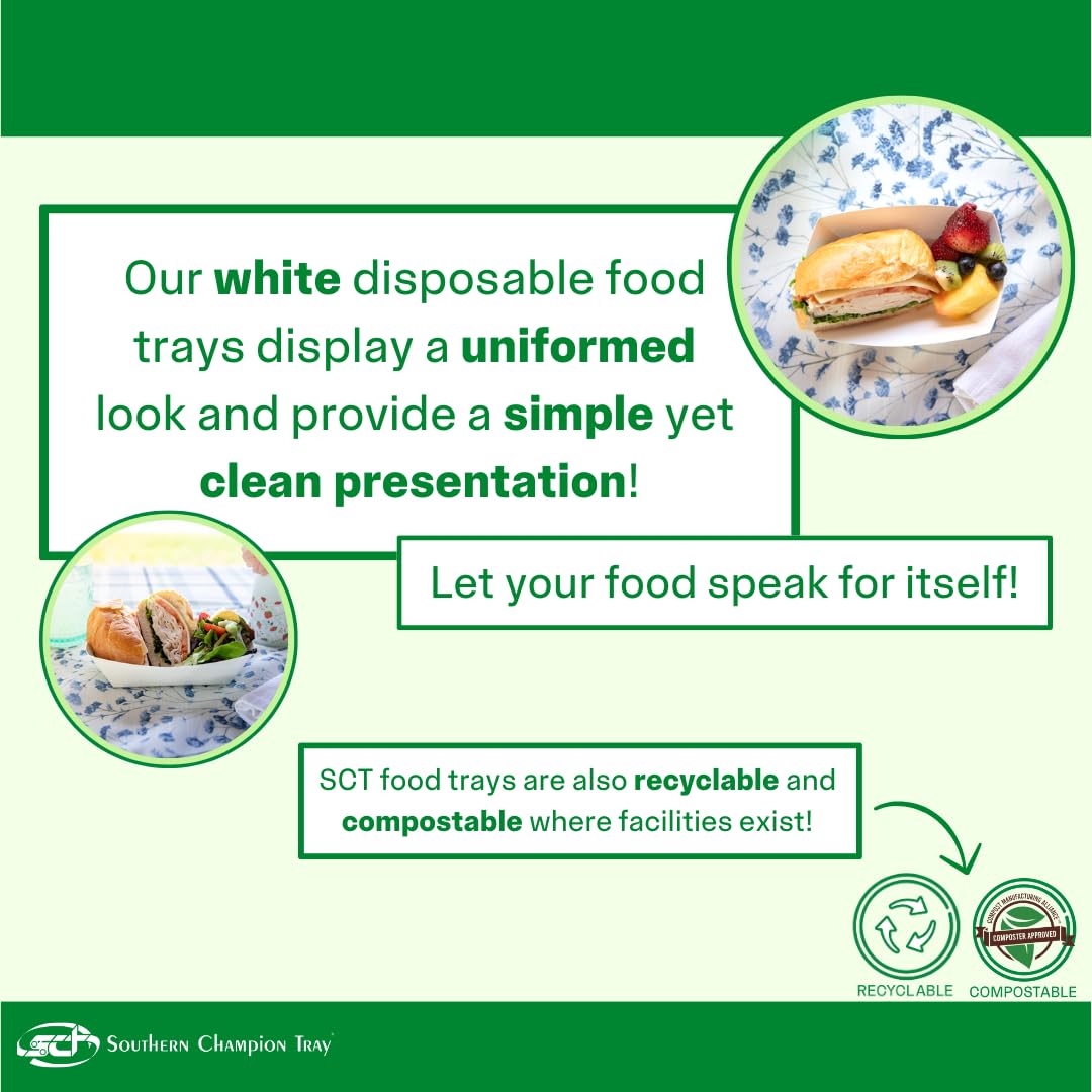 Southern Champion Tray 0550 #25 Paperboard Food Tray, 1/4 Lb Capacity, White (Pack Of 1000)