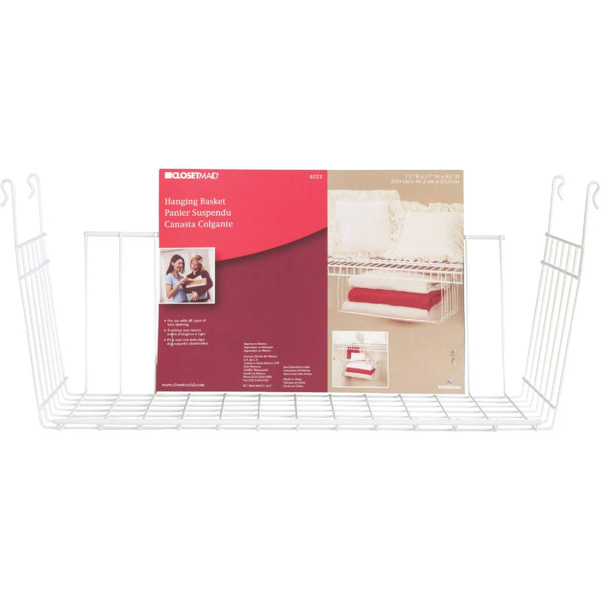 Closetmaid Hanging Basket, White, 30.5 Cm X 19 Cm X 14 Cm