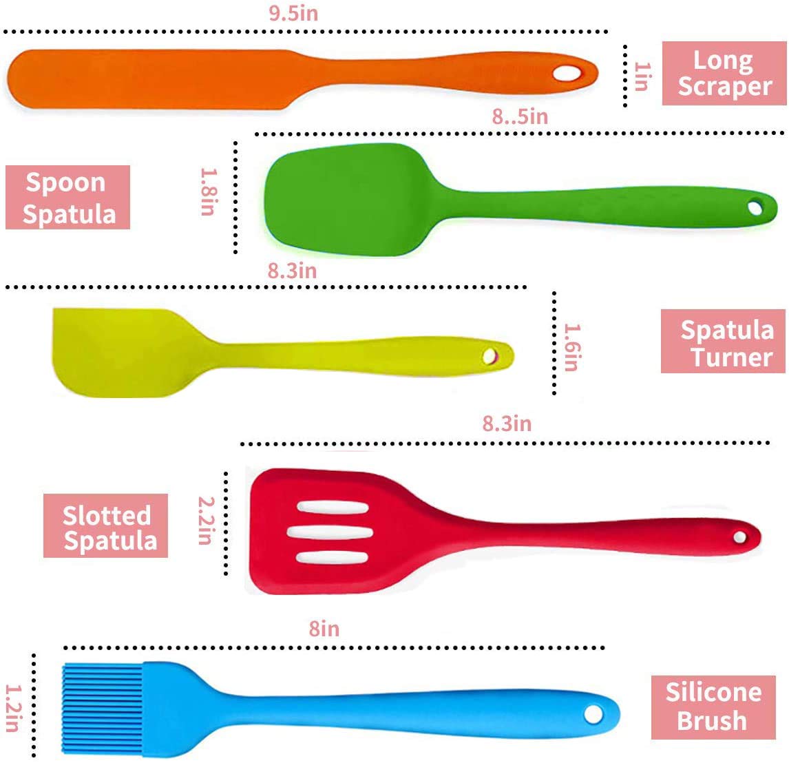 Suntchen 5Pcs Silicone Spatula Set Colorful Mini Spatulas - 480F Heat Resistant Nonstick Versatile Kitchen Utensil Set For Bakin