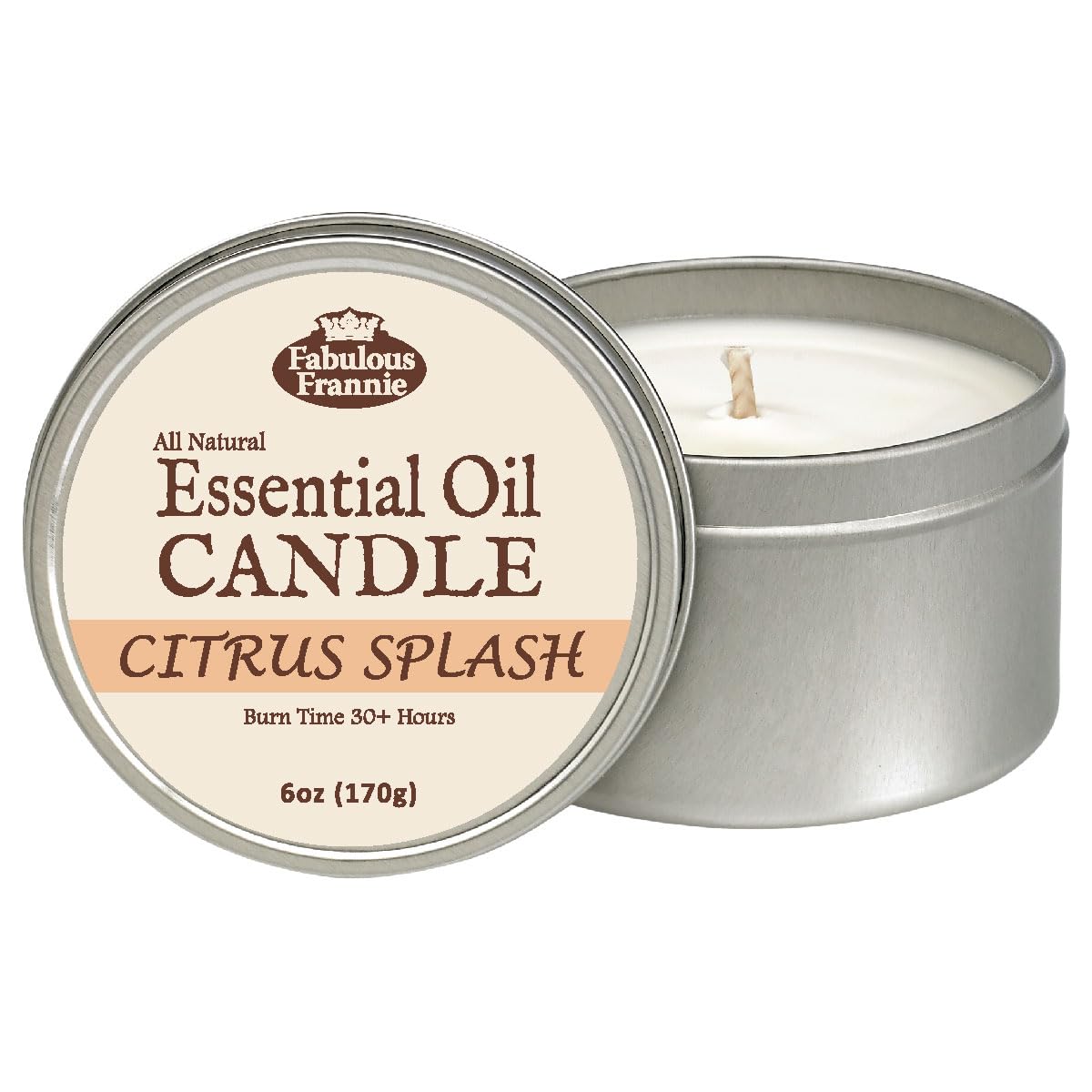Fabulous Frannie Citrus Lover's All-Natural Soy Candles Cotton Wick High Pure Essential Oil Scent 40 Hours Burn Time Gift for Wo