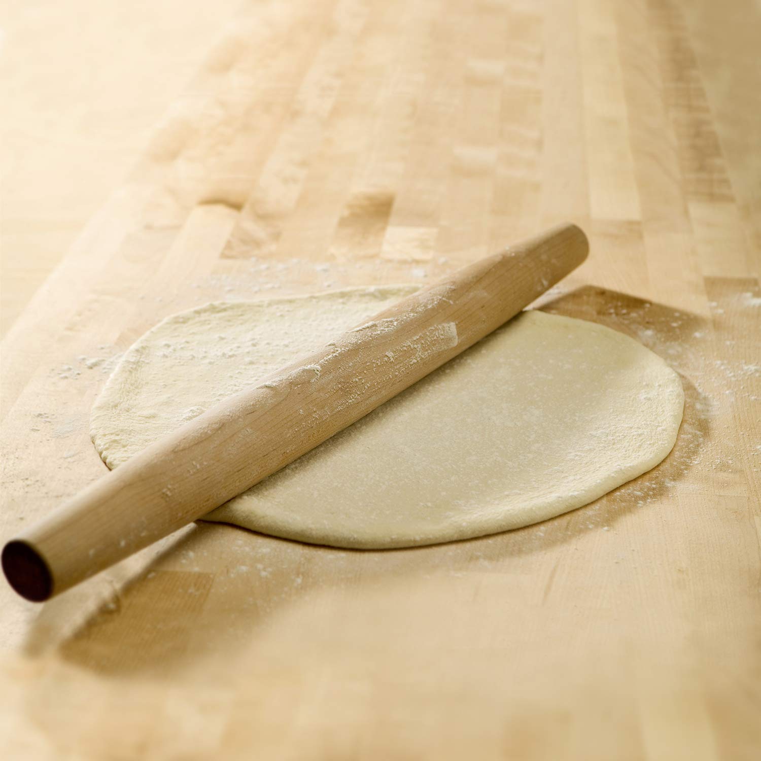 French Rolling Pin (17 Inches) -Woodenroll Pin For Fondant, Pie Crust, Cookie, Pastry, Dough -Tapered Design & Smooth Constructi