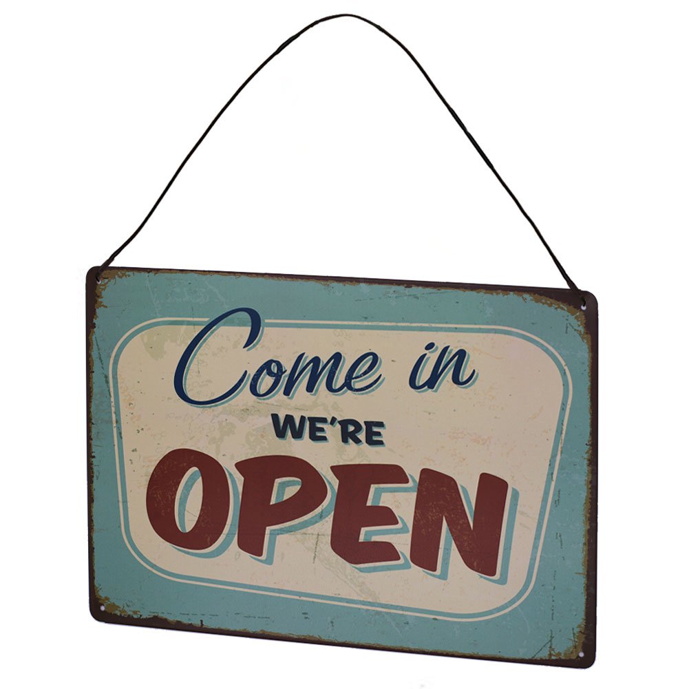 ARTCLUB Come in Were OPEN Metal Tin Sign Vintage Plaque Wall Decor