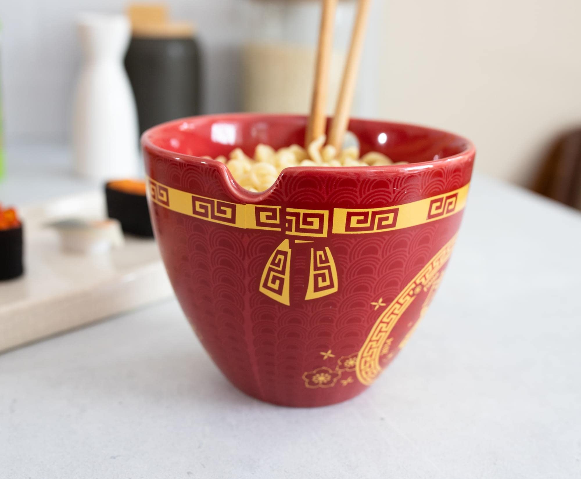 Year Of The Tiger Chinese Zodiac Ceramic Dinnerware Set | Includes 16-Ounce Ramen Noodle Bowl And Wooden Chopsticks | Asian Food
