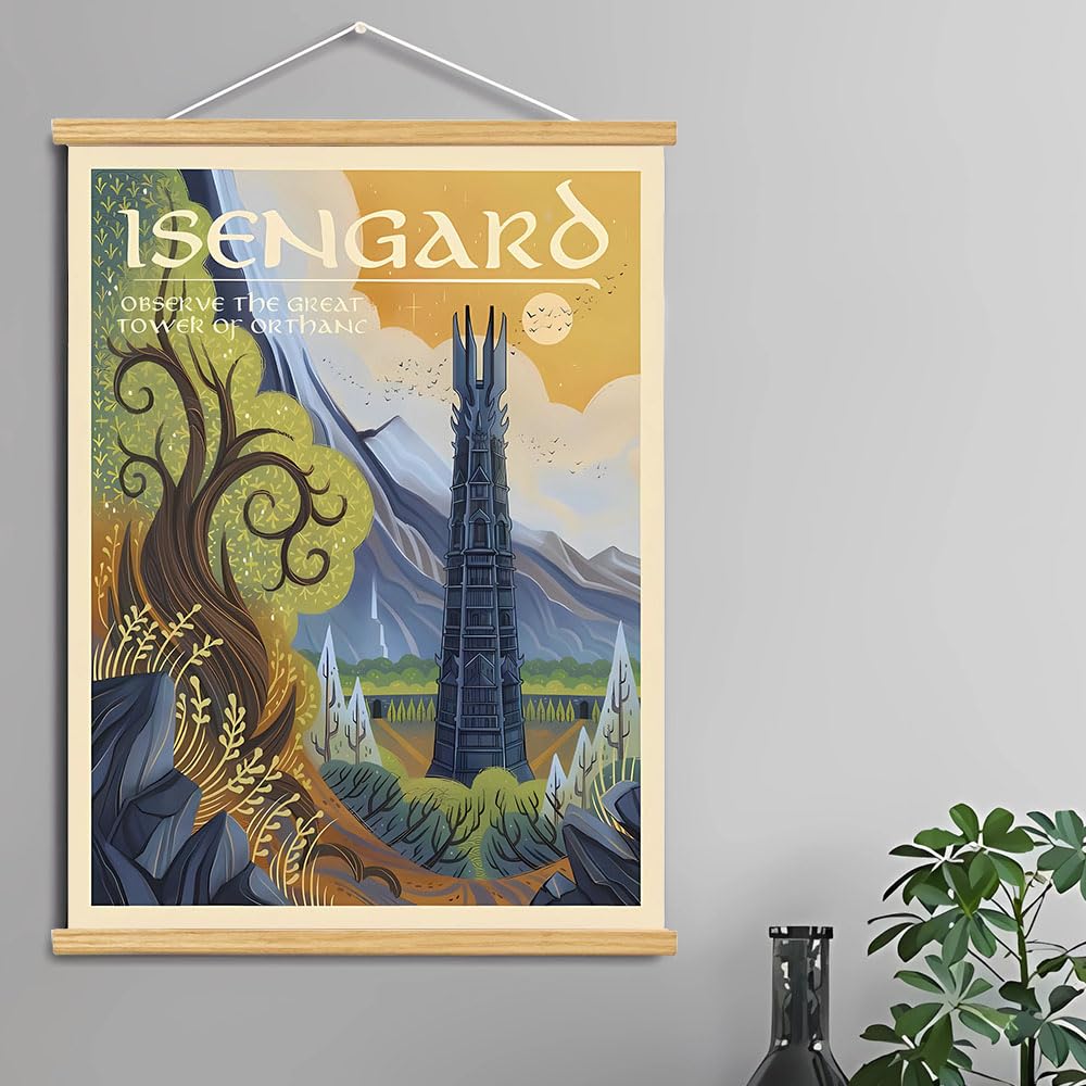 Meksular Middle Earth Landscape Wall Art Prints, Canvas Painting, Fantasy Posters, Wall Pictures, For Travel Gift, Office Home D
