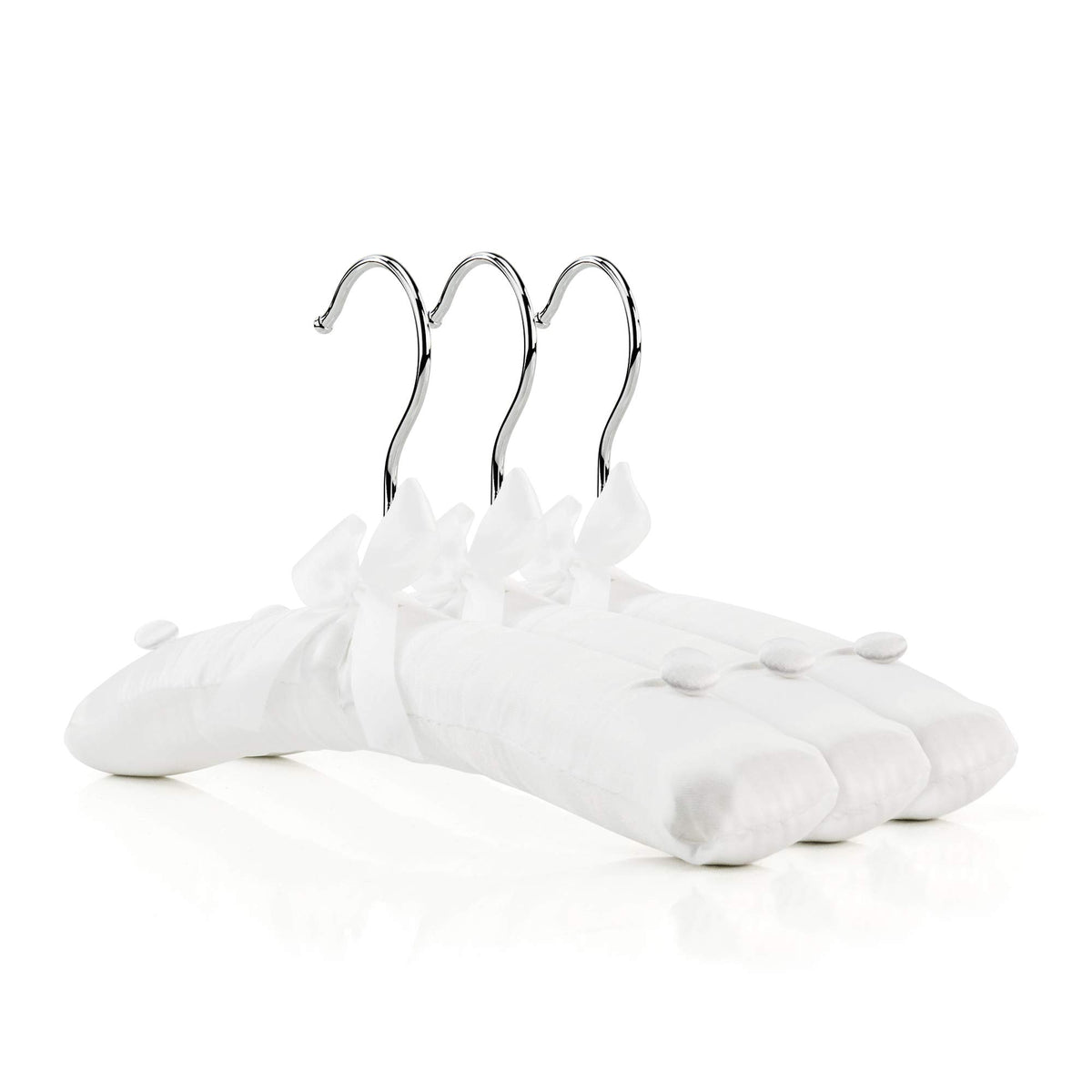 Hangerworld Pack Of 3 Small Kids Satin Padded Hangers - 11.8Inch Soft White Infant, Toddler And Baby Hangers For Nursery Closet