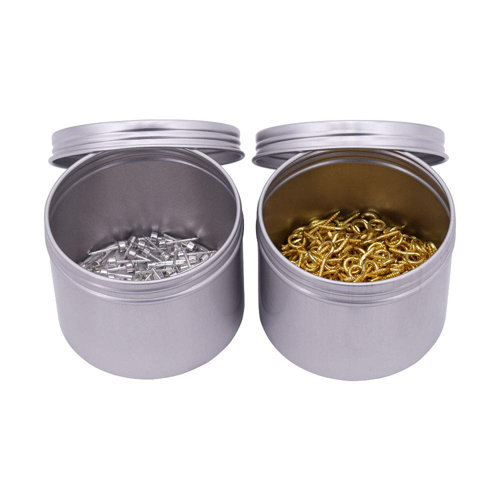 Healthcom 15 Packs 5 Oz 150Ml Empty Silver Round Aluminum Tin Cans Screw Top Aroma Hair Wax Cosmetic Container Cream Box Makeup