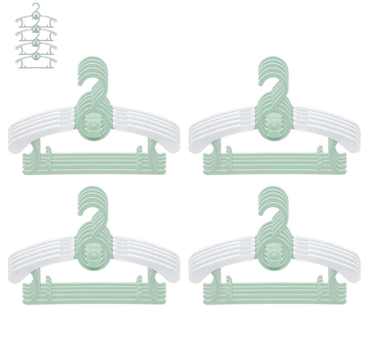 Jsf Set Of 20Pcs Baby Hangers, Baby Hangers For Closet, Durable Non Slip Baby Hangers, 11-14'' Baby Hangers For Closet, Green Ha