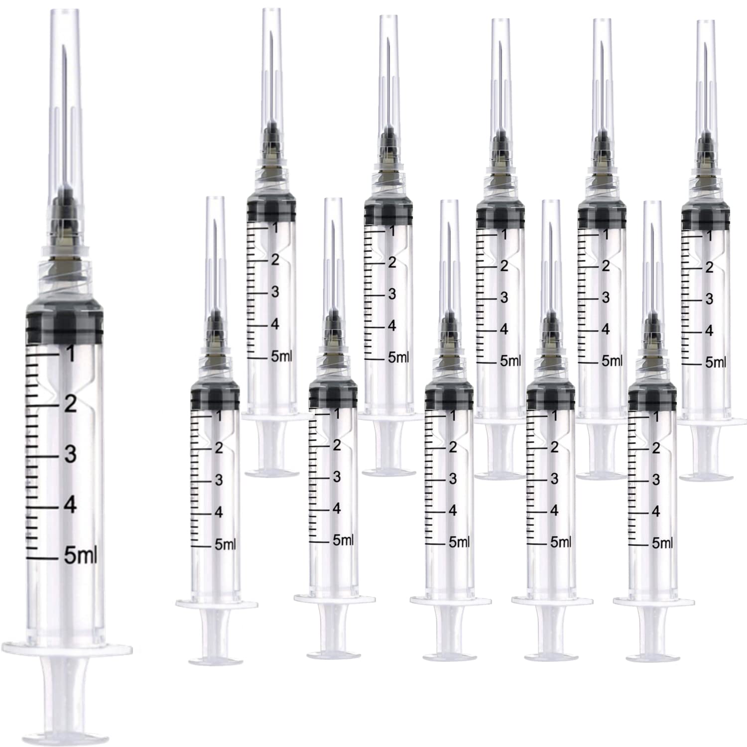 100 Pack 5Ml 22Ga Plastic Syringe With Measurement For Scientific Labs, Industrial Dispensing Animal And Pet Supplies, Disposabl