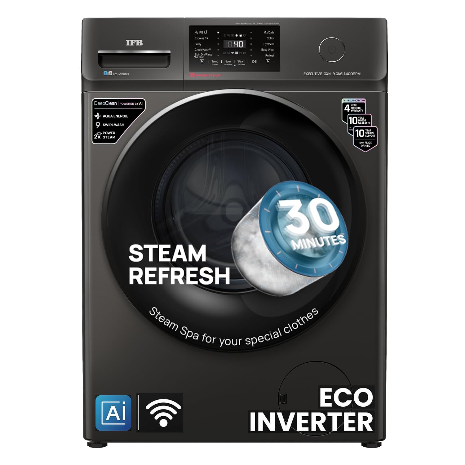 Ifb 9 Kg 5 Star, Deepclean Technology, Ai Powered, Wifi, Fully Automatic Front Load Washing Machine (Executive Oxn 9014 Cms, Pow