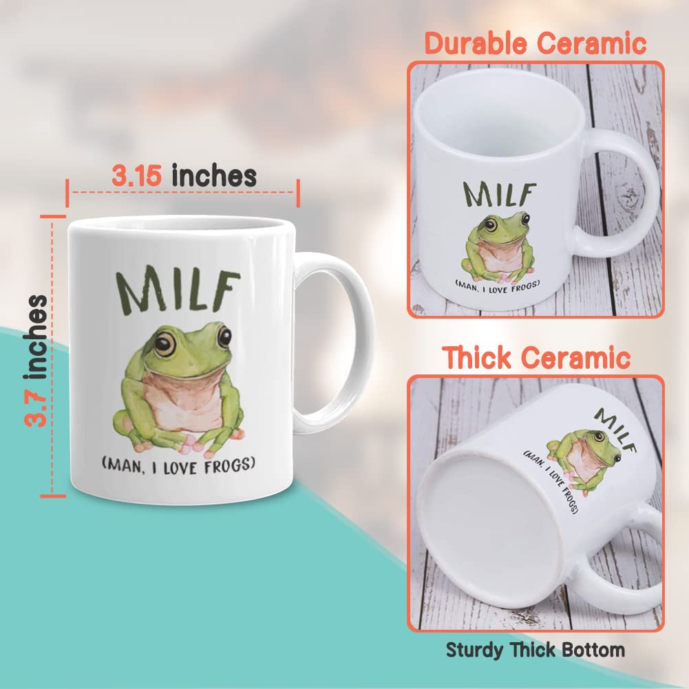 Bubble Hugs Love Card Coffee Mug 11 Oz, Milf: Man, I Love Frogs Funny Hilarious Pun Gift Idea For Couple Valentines Anniversary