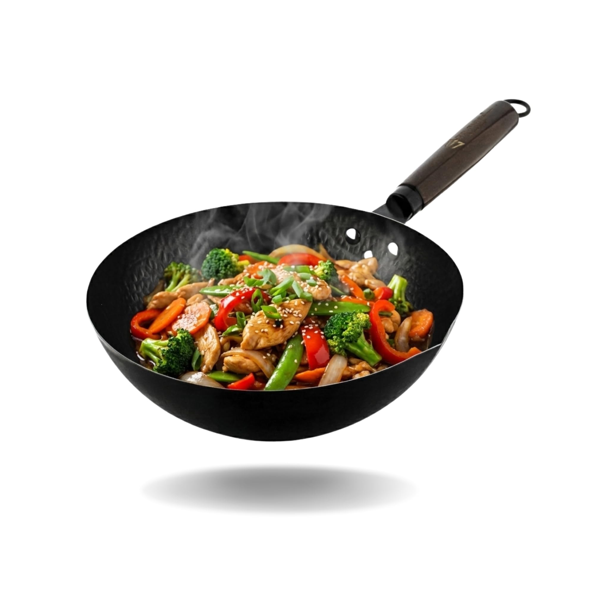 Trilonium Carbon Steel Chinese Wok 26 Cms, Capacity 2.75 Litres | Hammered And Pre-Seasoned