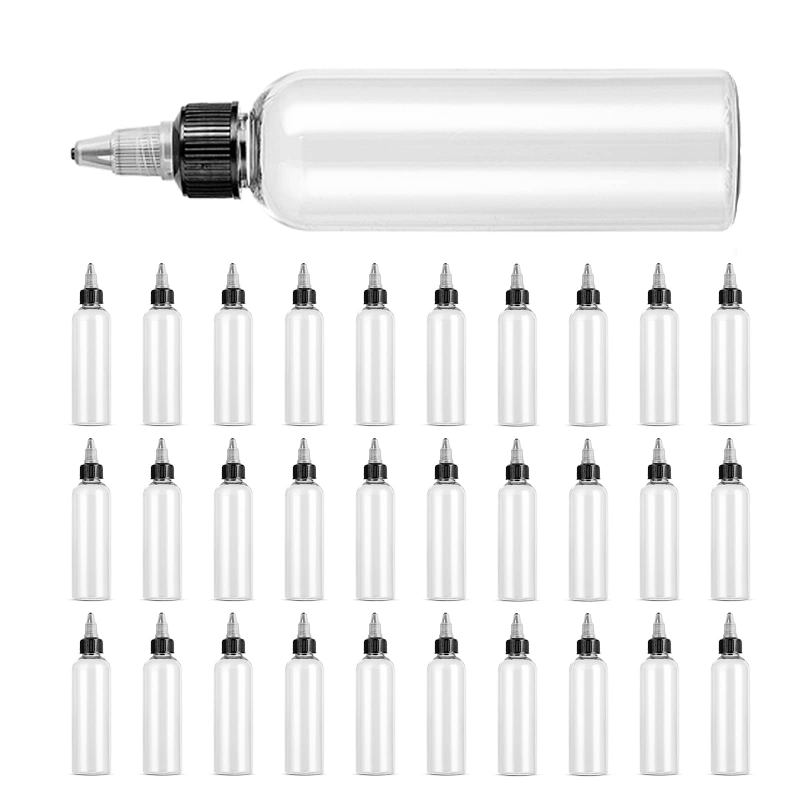 36 Pack Clear Dispensing Bottles, 4Oz Round Plastic Squeeze Bottle With Twist Top Caps,Food Grade Household For Oils, Liquids, I