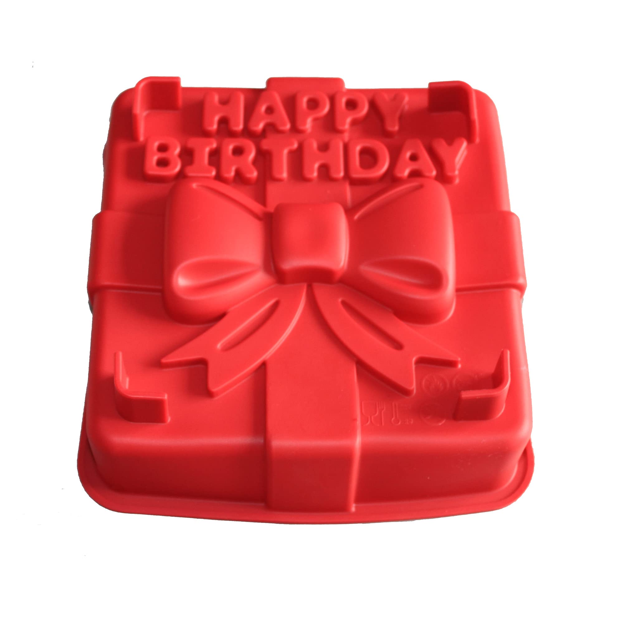 X-Haibei 8-Inch Happy Birthday Gift Box Cake Pan Pizza Gelatinas Baking Silicone Square Mold
