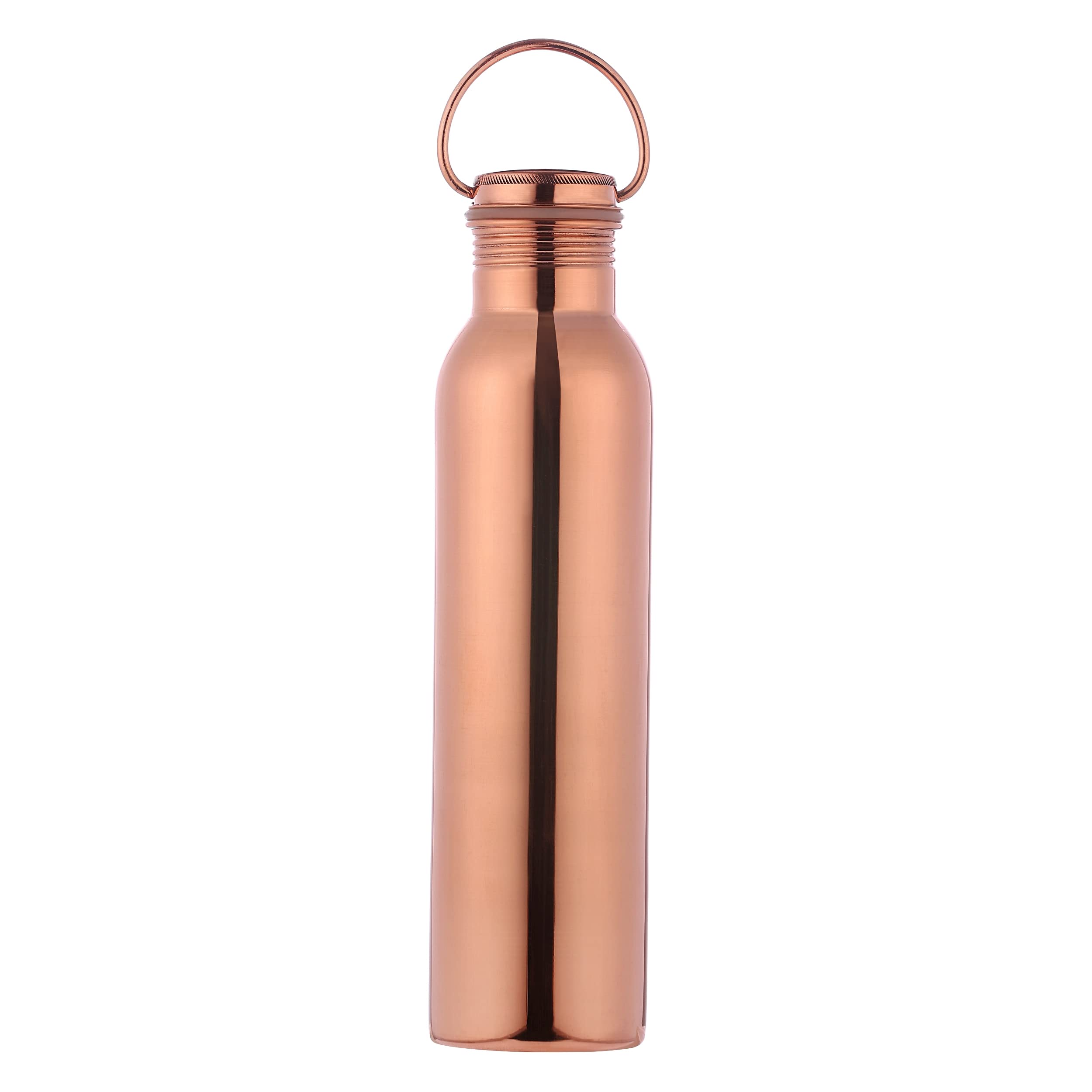 Healthgoodsin Pure Copper Water Bottle With Carrying Handle Seamless Leakproof Ayurvedic Water Bottle 1000 Ml