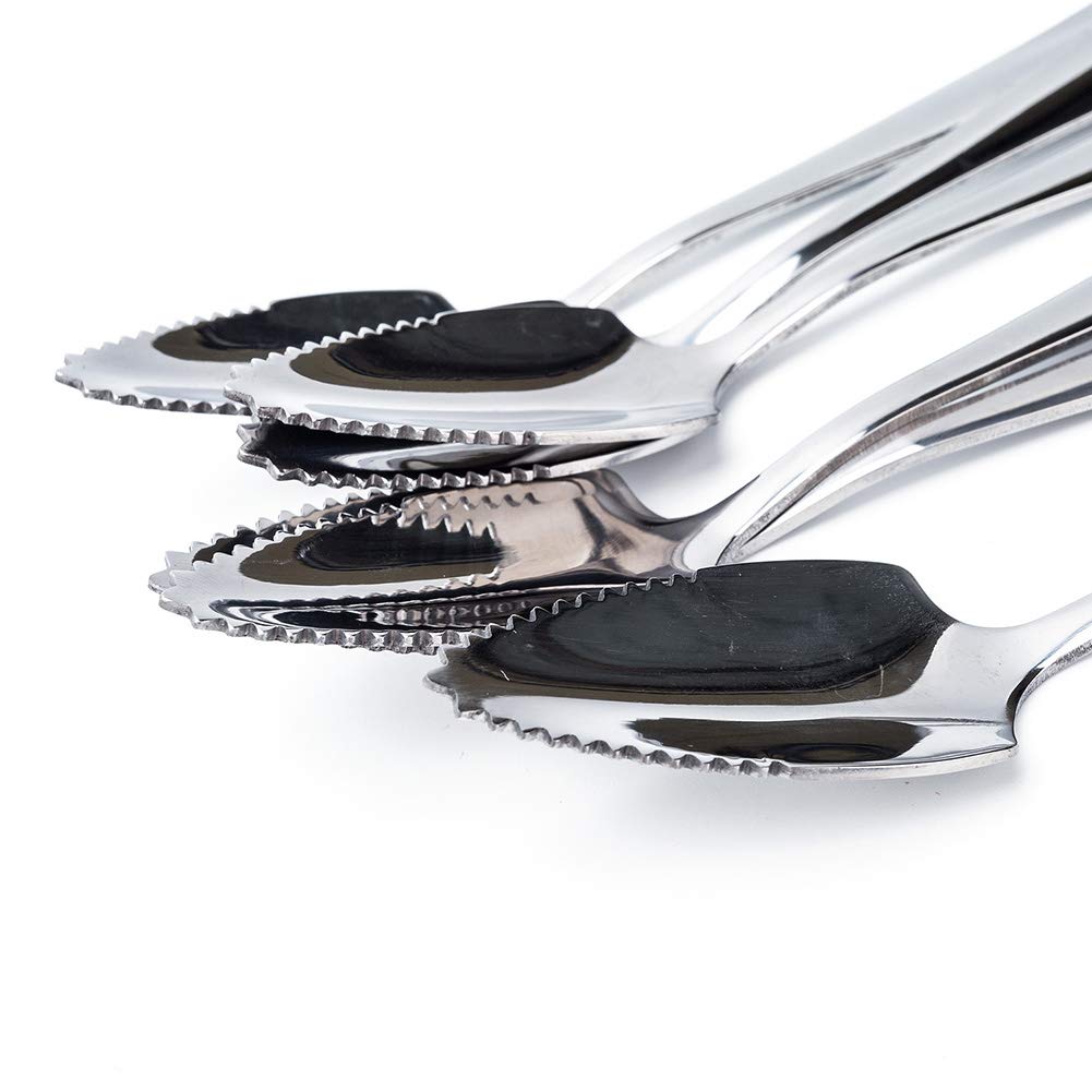 Jucoxo Grapefruit Spoons Set, 4 Pieces 6.1 Inch Stainless Steel Half Serrated Citrus Fruit Vintage Dessert Spoons Gift For Kitch