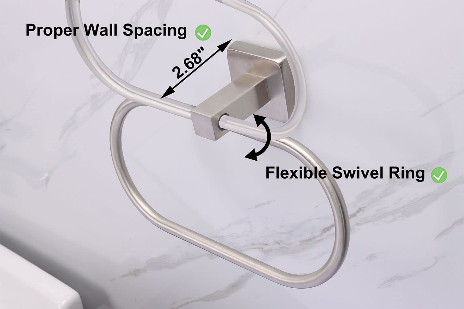 Tocten Towel Ring/Hand Towel Rack - Thicken Sus304 Stainless Steel Bathroom Hand Towel Holder Heavy Duty Unique Oval Hand Towel