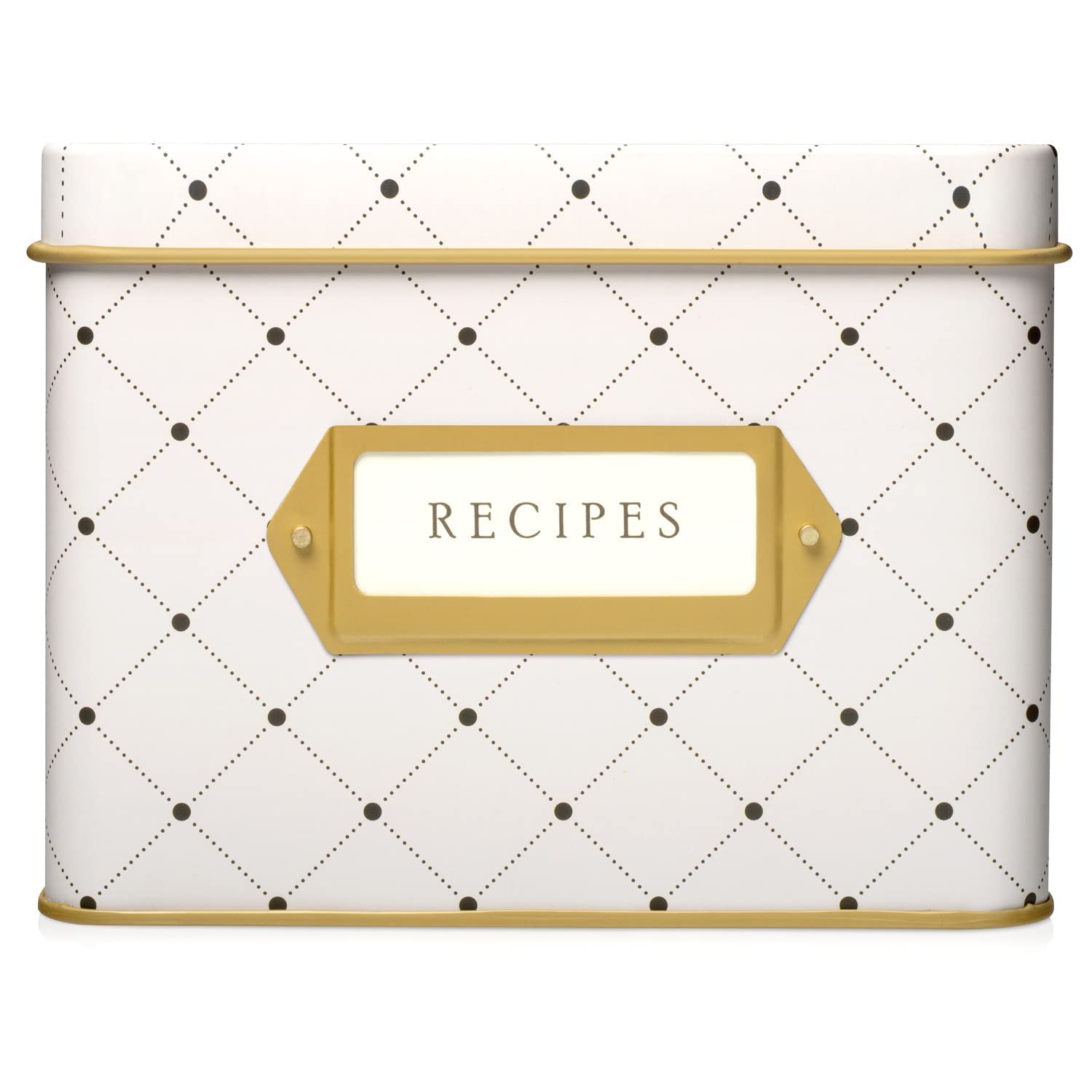 Jot & Mark Recipe Card Gift Box, 50 4X6 Inch Cards, 14 Dividers, Decorative Tin Box, Floral Pattern